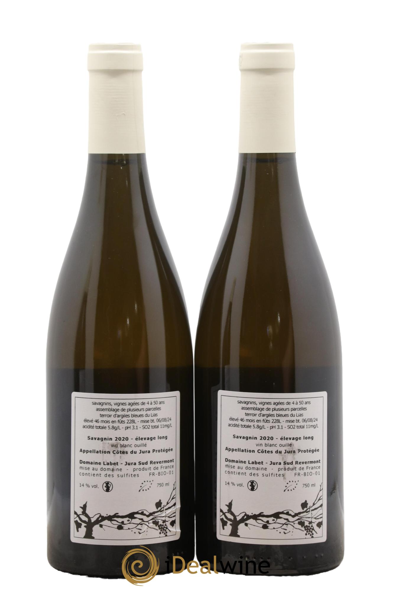 Côtes du Jura Savagnin Ouillé Elevage Long Labet (Domaine) 2020 - Lot de 2 bouteilles - 1