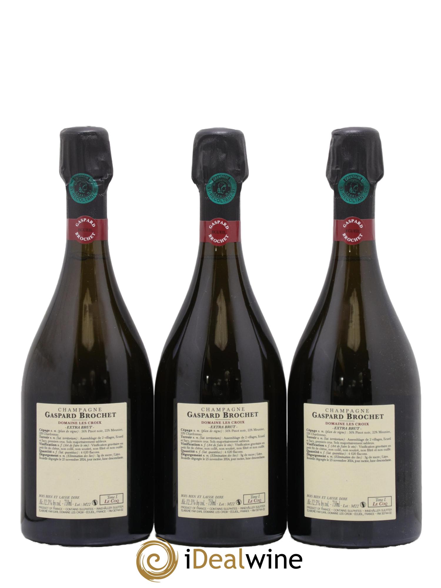 Champagne Tome I Le Coq Gaspard Brochet - Lot de 3 bouteilles - 1