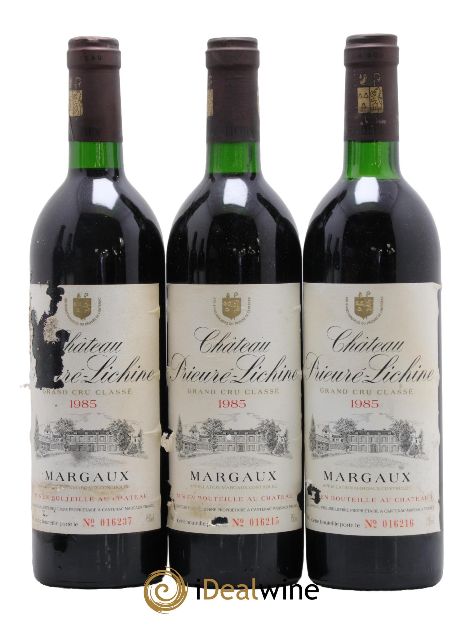 Château Prieuré Lichine 4ème Grand Cru Classé 1985 - Posten von 3 Flaschen - 0