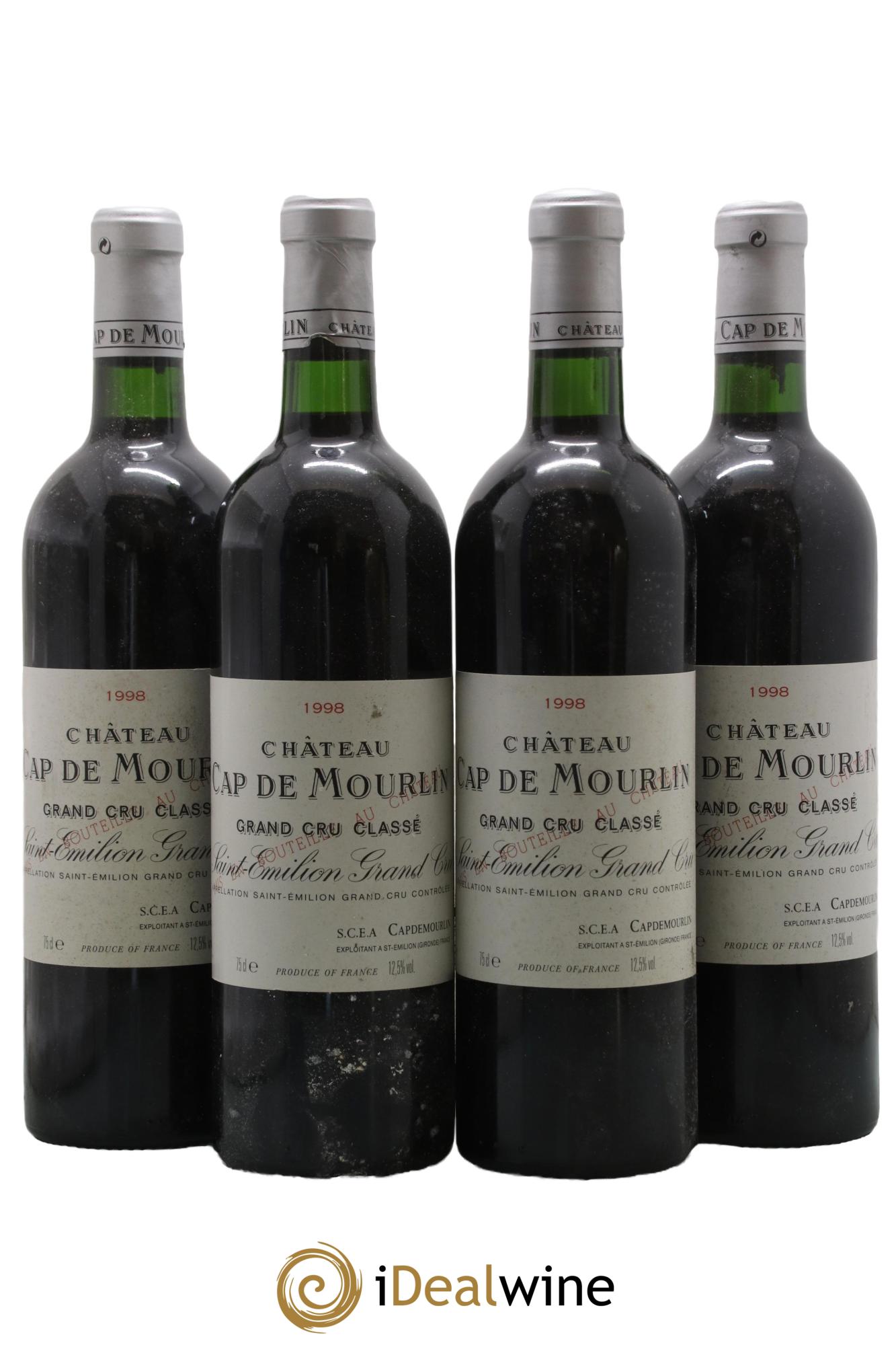 Château Cap de Mourlin Grand Cru Classé 1998 - Lotto di 4 bottiglie - 0