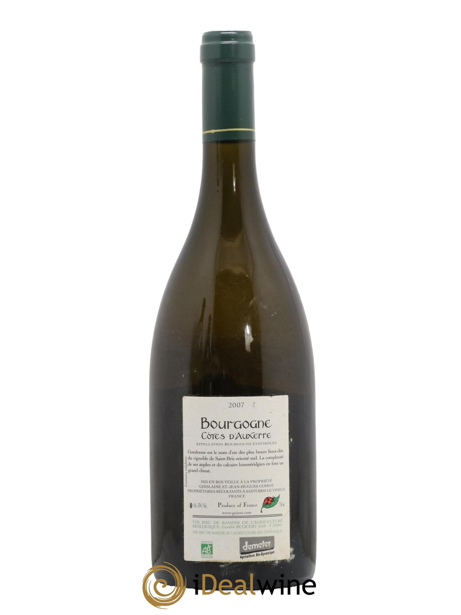 Bourgogne Côtes d'Auxerre Gondonne Goisot 2007 - Posten von 1 Flasche - 1