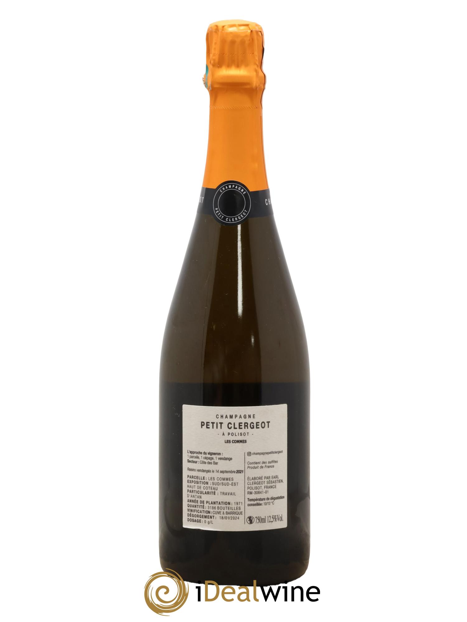 Champagne Petit Clergeot Les Commes 2021 - Lot of 1 bottle - 1