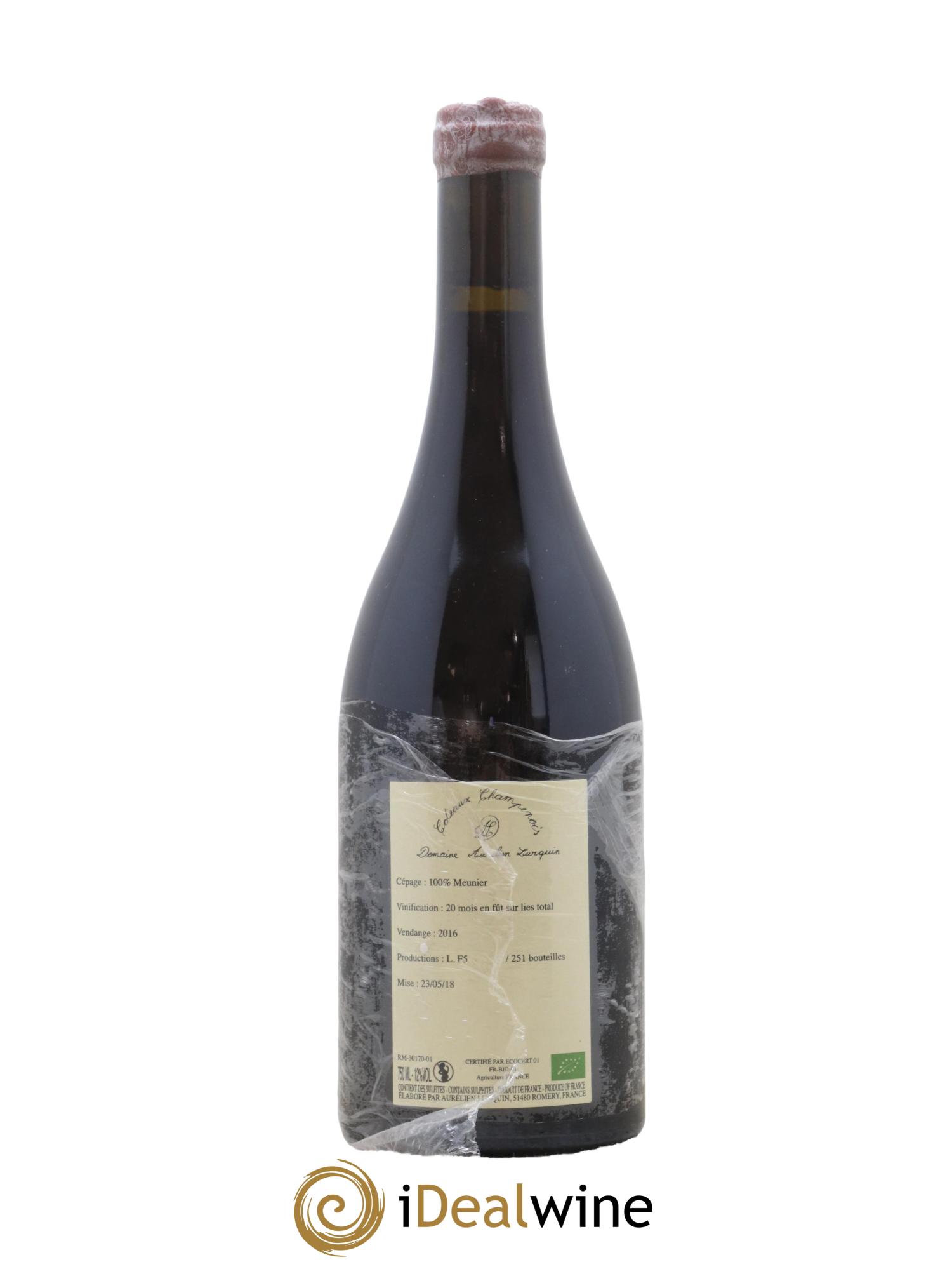 Coteaux Champenois 100 pour cent Meunier Aurelien Lurquin 2016 - Lot de 1 bouteille - 1