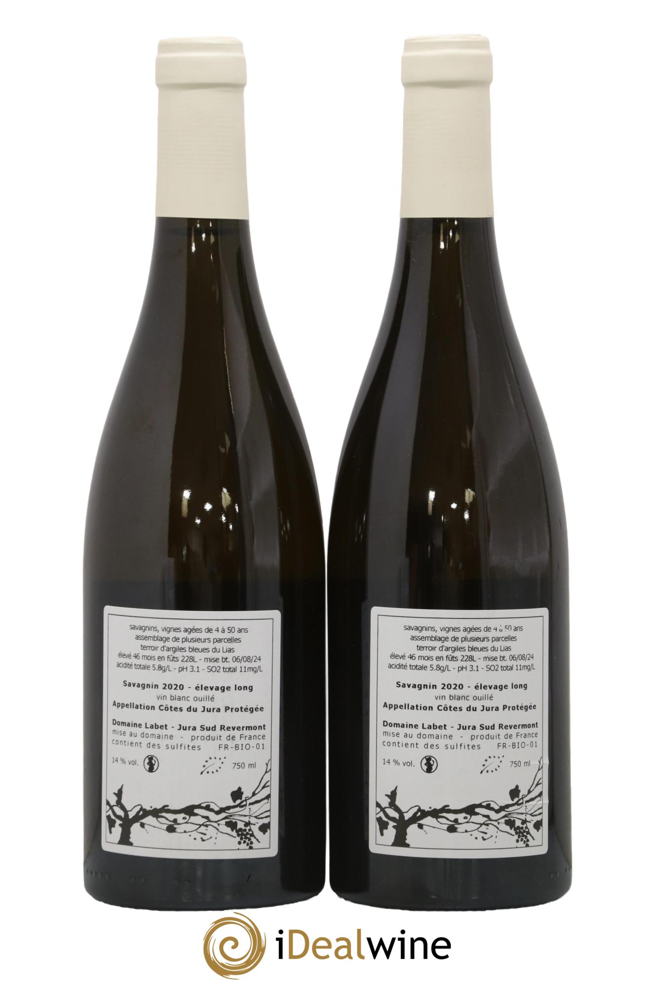 Côtes du Jura Savagnin Ouillé Elevage Long Romain - Julien - Charline Labet 2020 - Lot de 2 bouteilles - 1