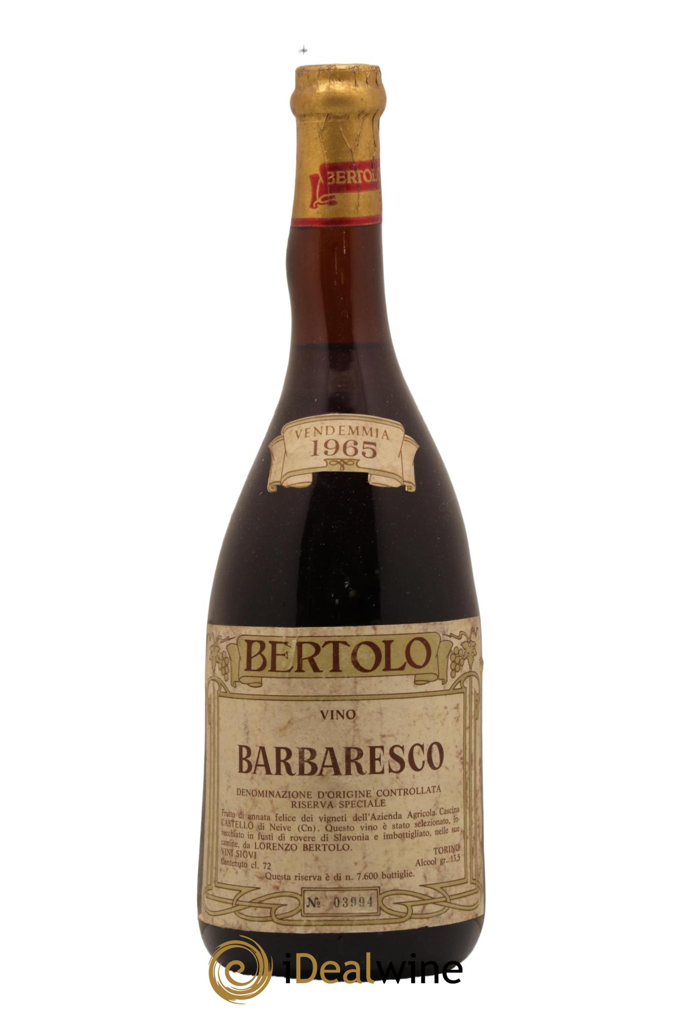 Barbaresco DOCG Bertolo 1965 - Posten von 1 Flasche - 0