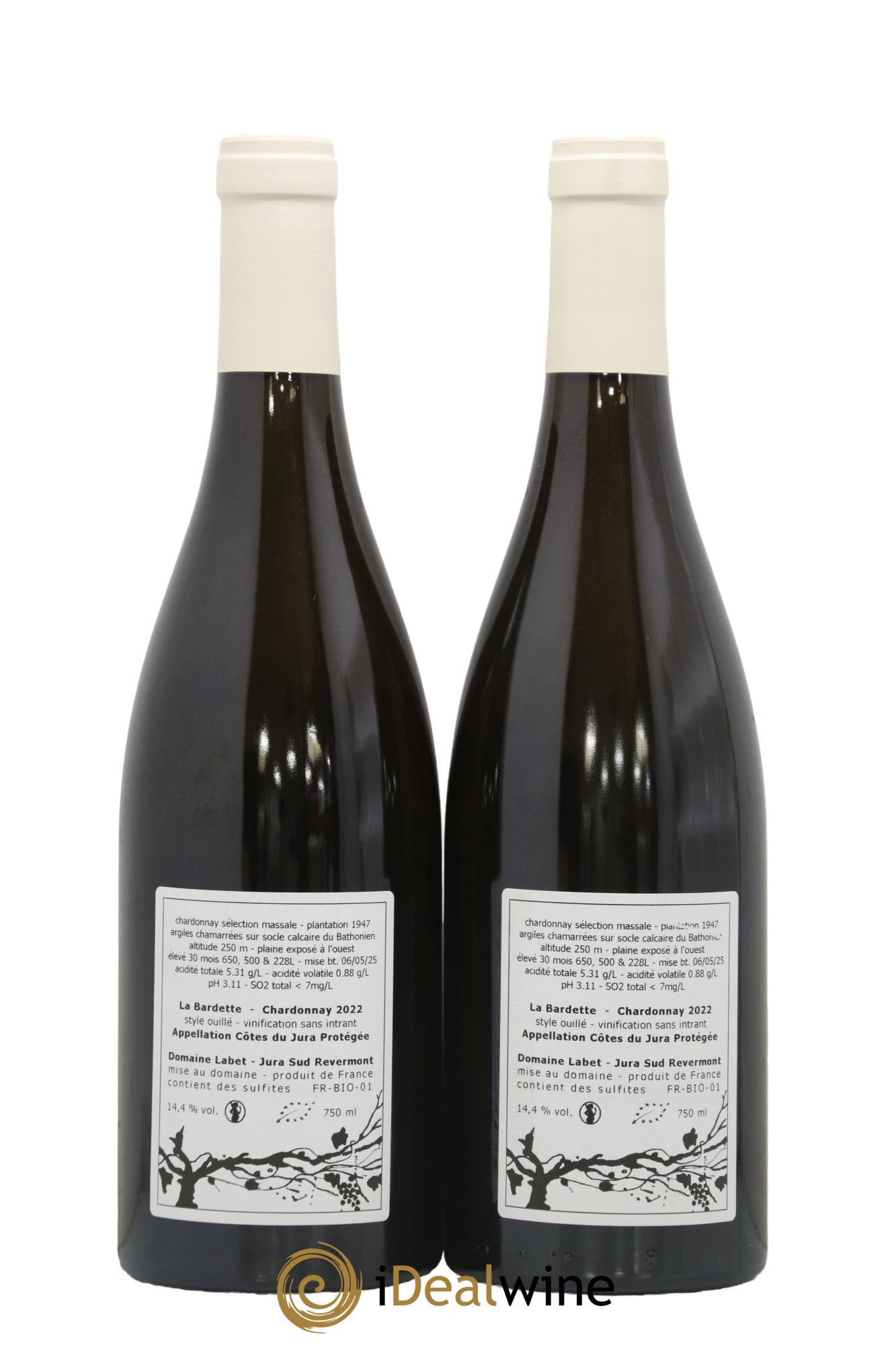 Côtes du Jura Chardonnay La Bardette Romain - Julien  - Charline Labet 2022 - Lot de 2 bouteilles - 1