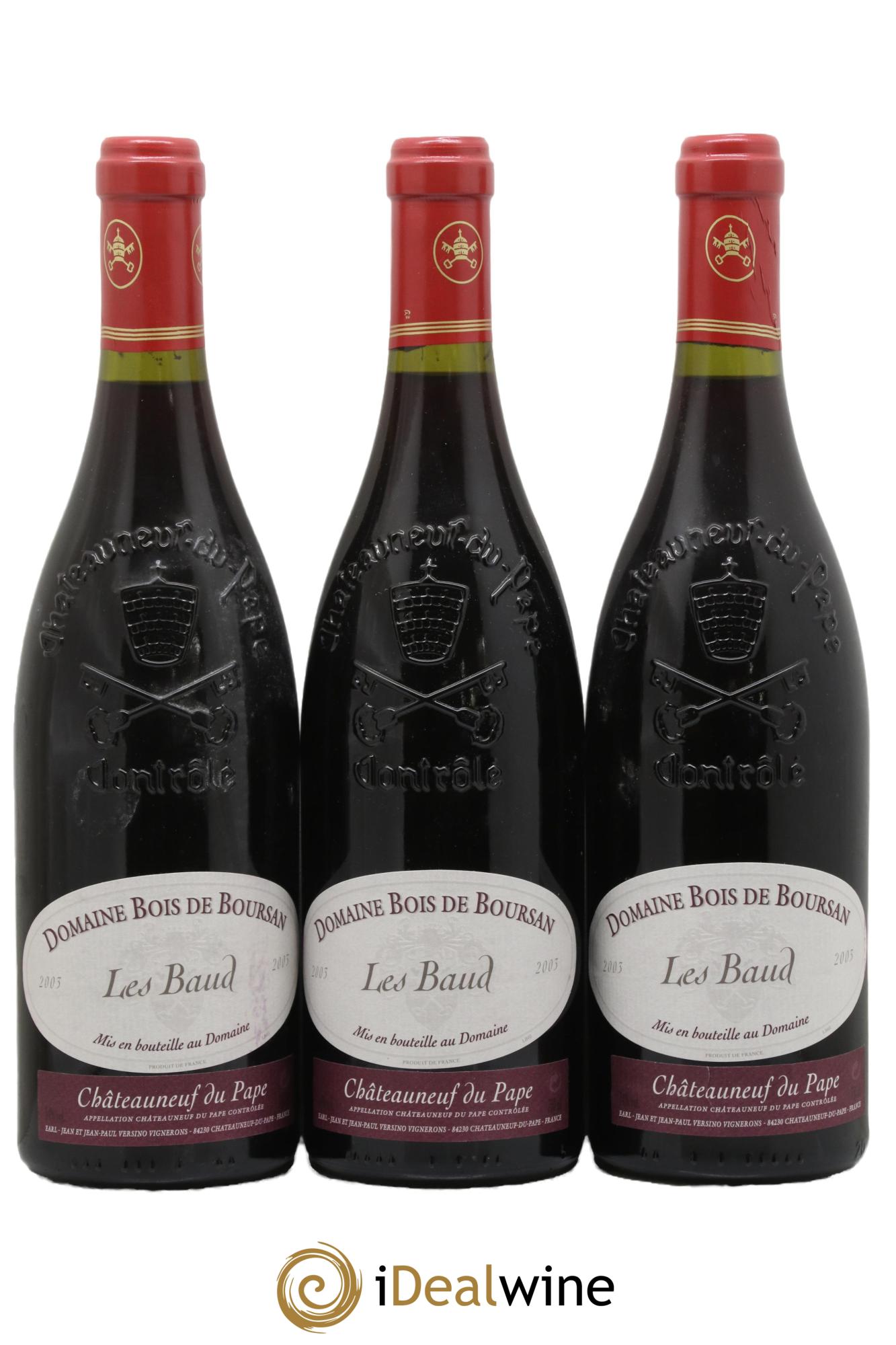 Châteauneuf-du-Pape Bois de Boursan (Domaine) Les Baud Jean et Jean-Paul Versino 2003 - Posten von 3 Flaschen - 0