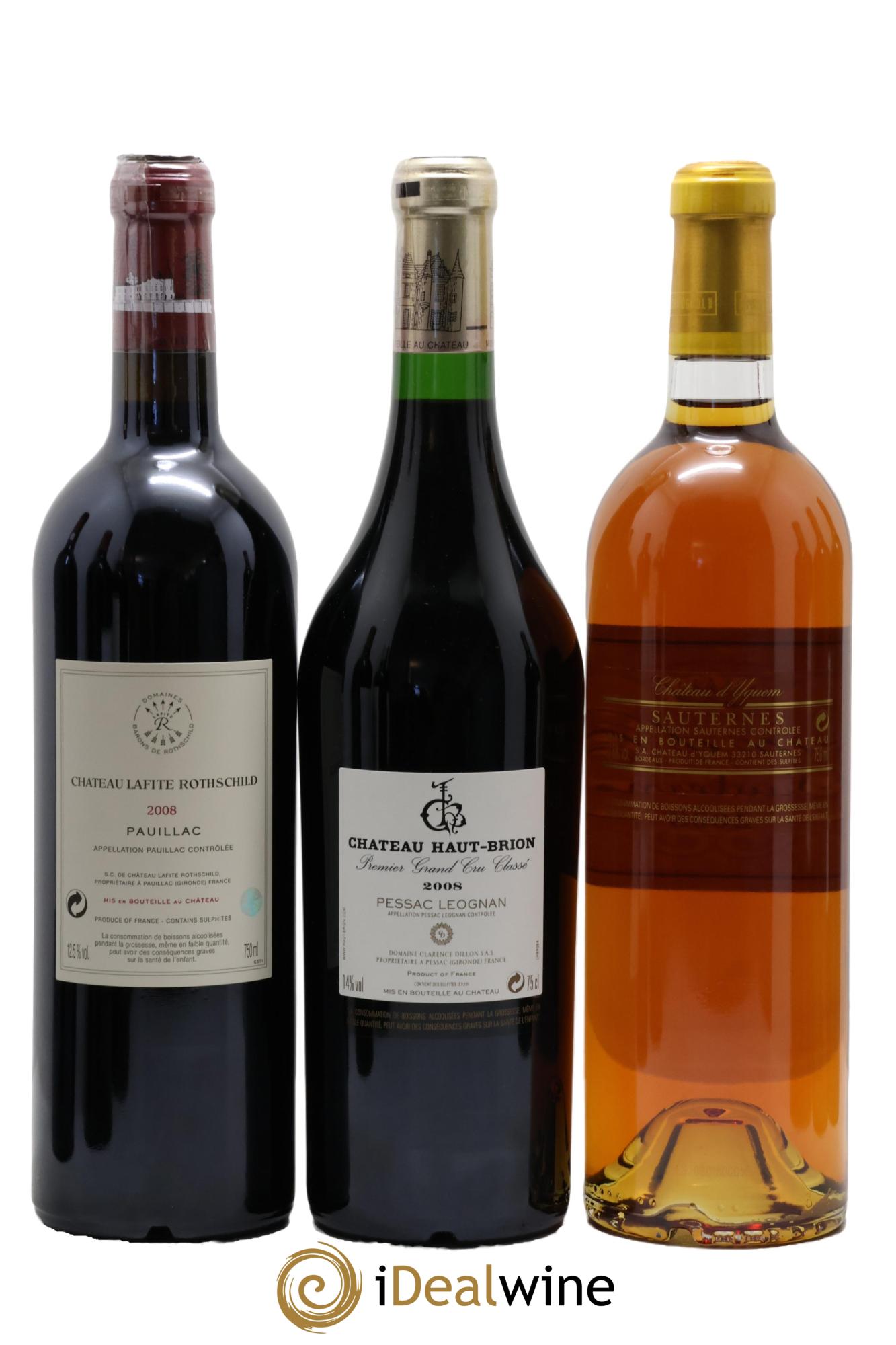 Caisse Duclot Petrus - Lafitte - Margaux - Mouton Rothschild - Latour - Haut Brion - Mission Haut Brion - Cheval Blanc - Yquem 2008 - Lot of 9 bottles - 6