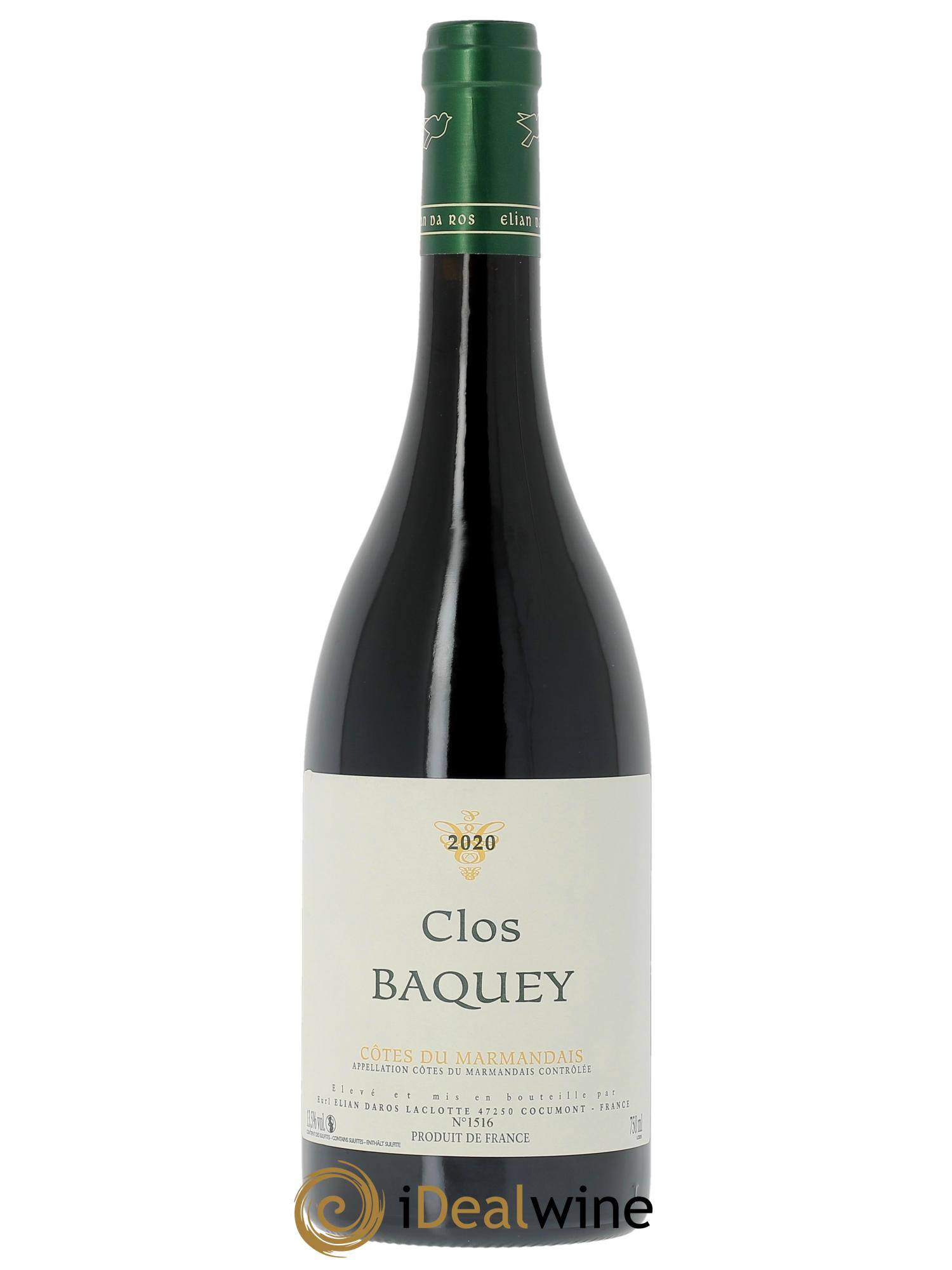 Côtes du Marmandais Clos Baquey Elian Da Ros (Domaine)  2020 - Posten von 1 Flasche - 0