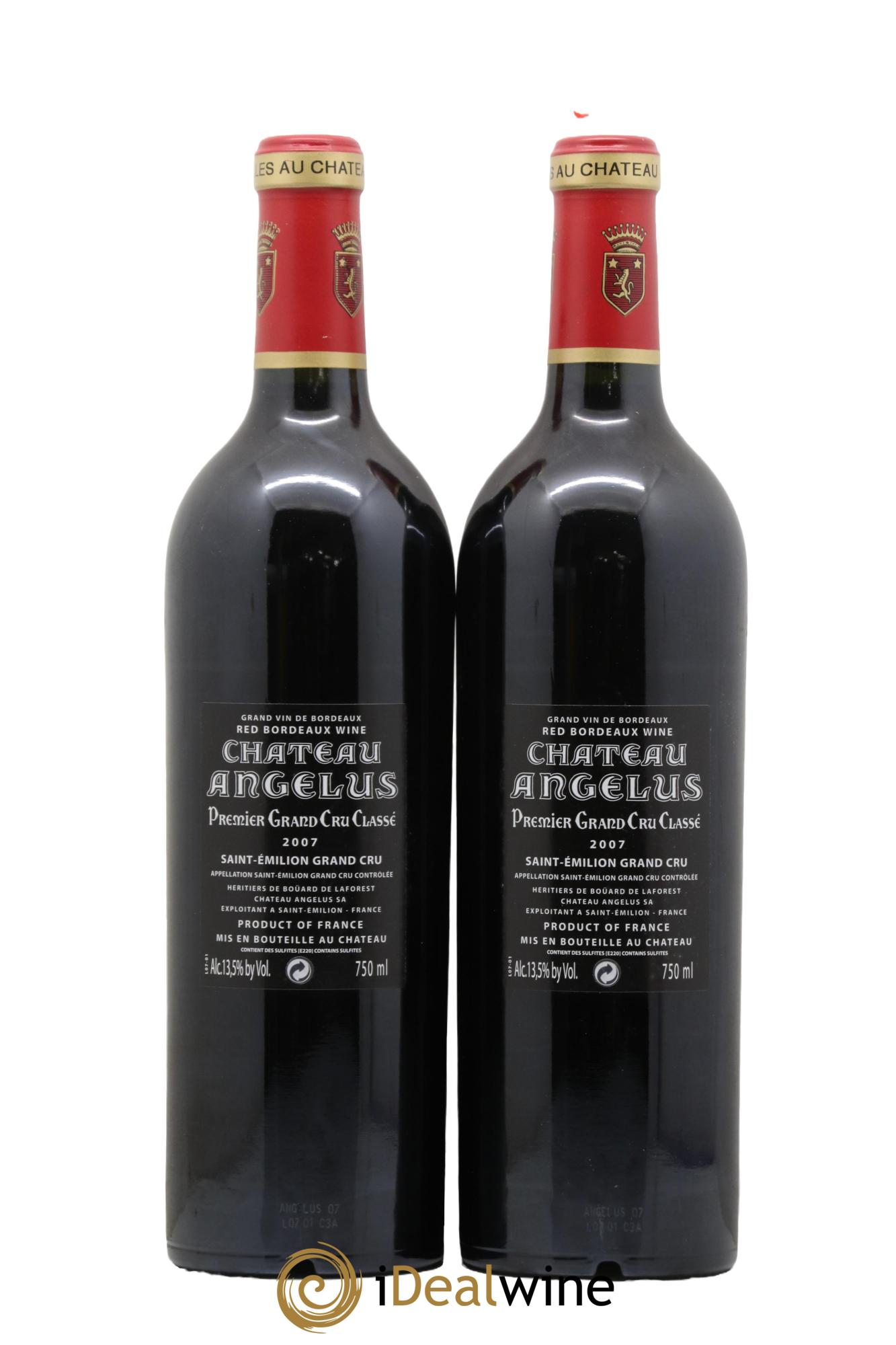 Château Angélus 1er Grand Cru Classé A  2007 - Lot of 2 bottles - 1