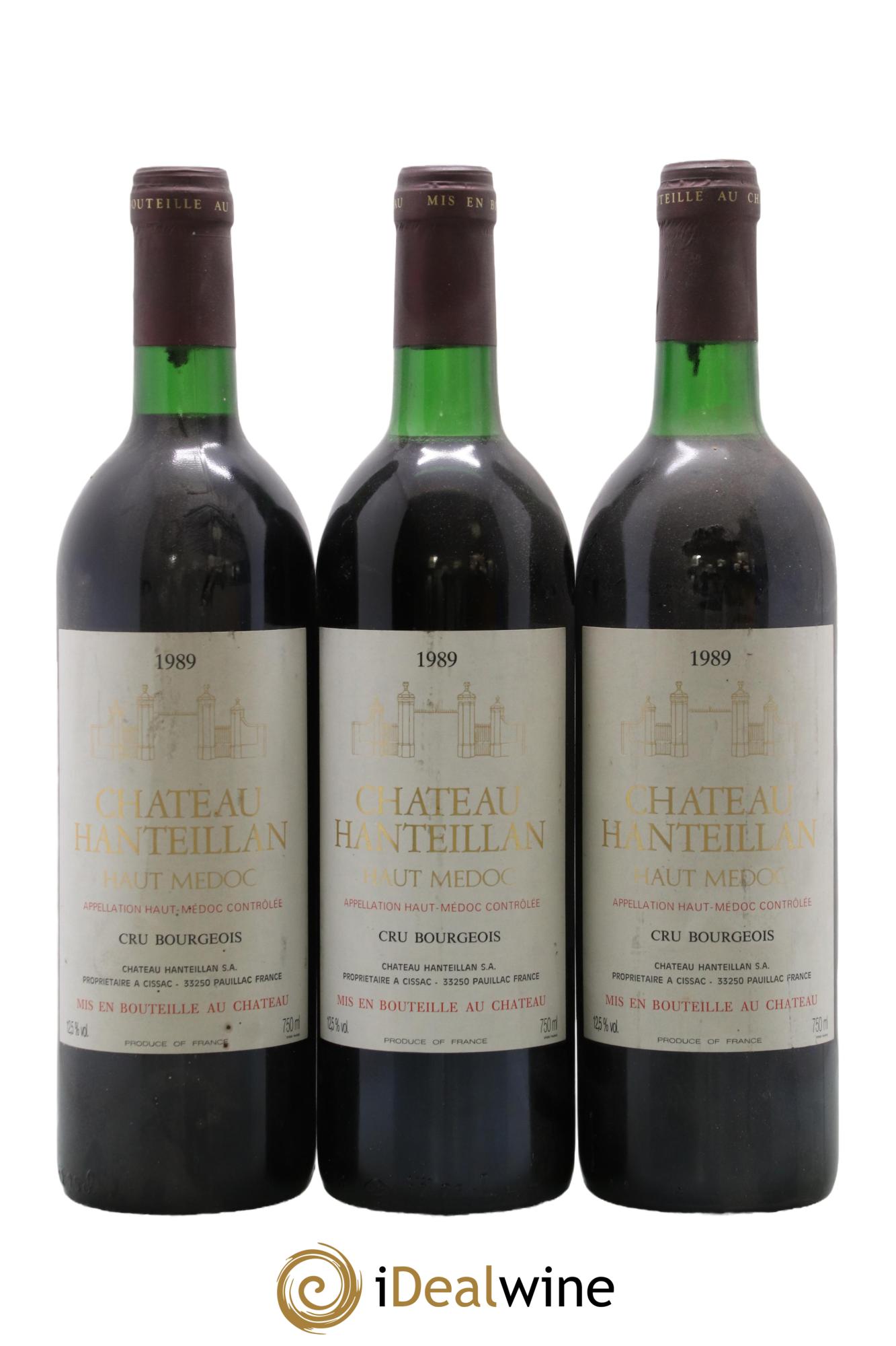 Château Hanteillan Cru Bourgeois 1989 - Lot de 3 bouteilles - 0