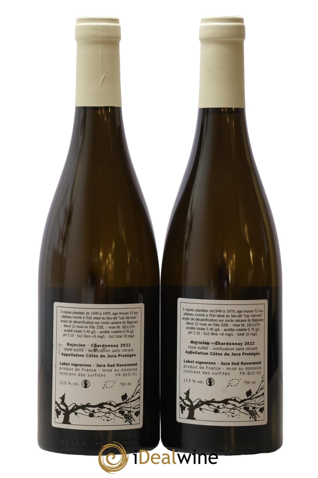 Côtes du Jura Chardonnay Bajocien Romain - Julien - Charline Labet 2022 - Posten von 2 Flaschen - 1