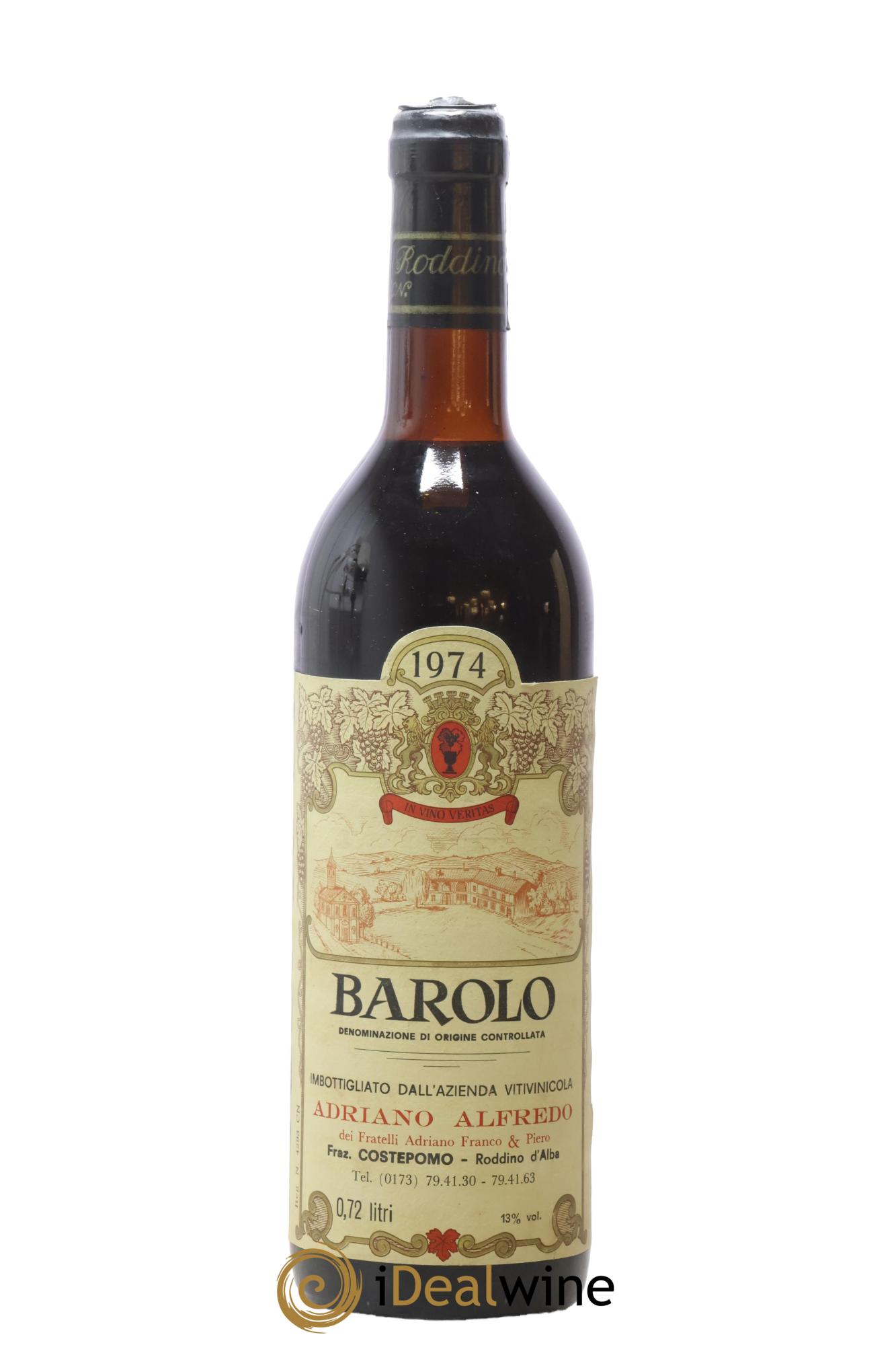 Barolo DOCG Adriano Alfredo 1974 - Lot de 1 bouteille - 0