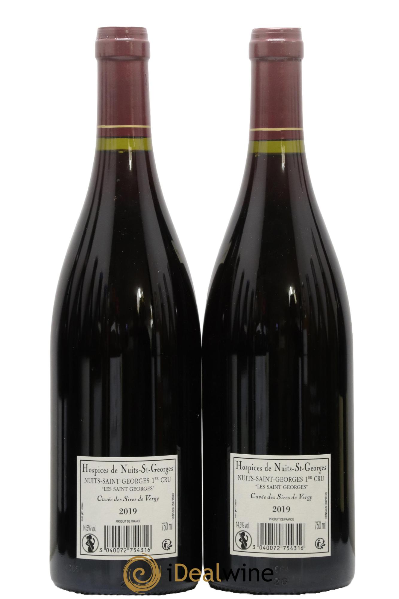 Nuits-Saint-Georges 1er Cru Les Saint Georges Cuvée des Sires de Vergy Hospices de Nuits Patriarche 2019 - Posten von 2 Flaschen - 1
