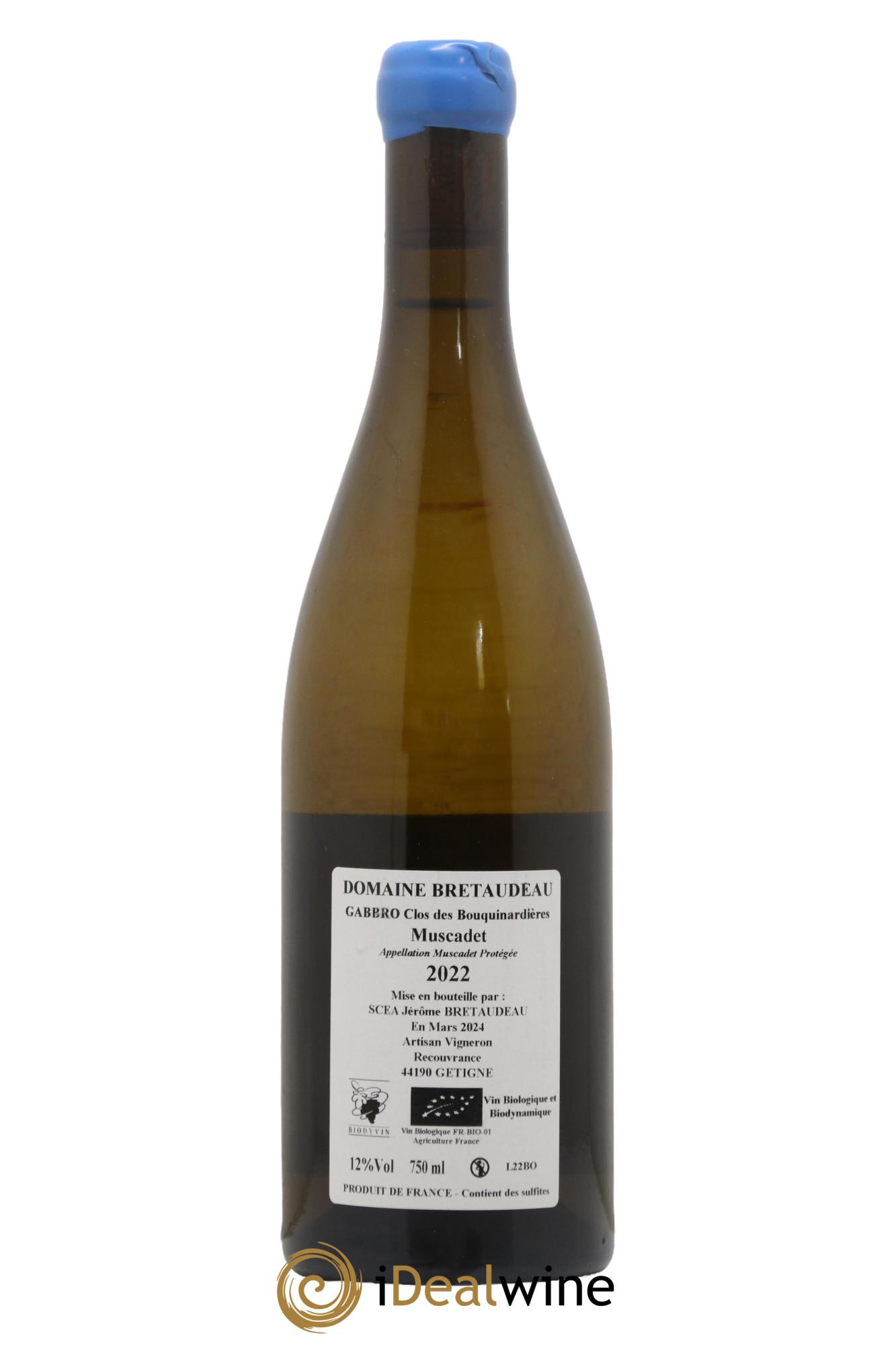 Muscadet-Sèvre-et-Maine Gabbro Clos des Bouquinardières Jérôme Bretaudeau - Domaine de Bellevue 2022 - Lot de 1 bouteille - 1