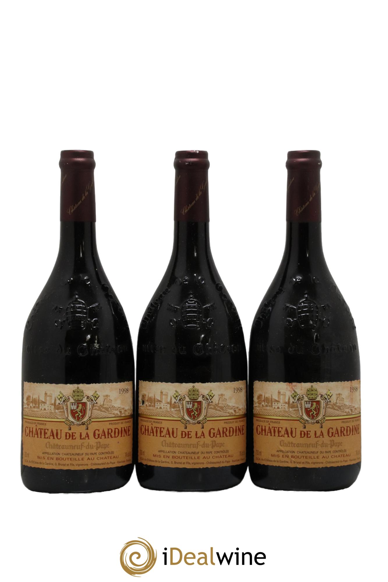 Châteauneuf-du-Pape Château de La Gardine Famille Brunel 1998 - Lot de 3 bouteilles - 0