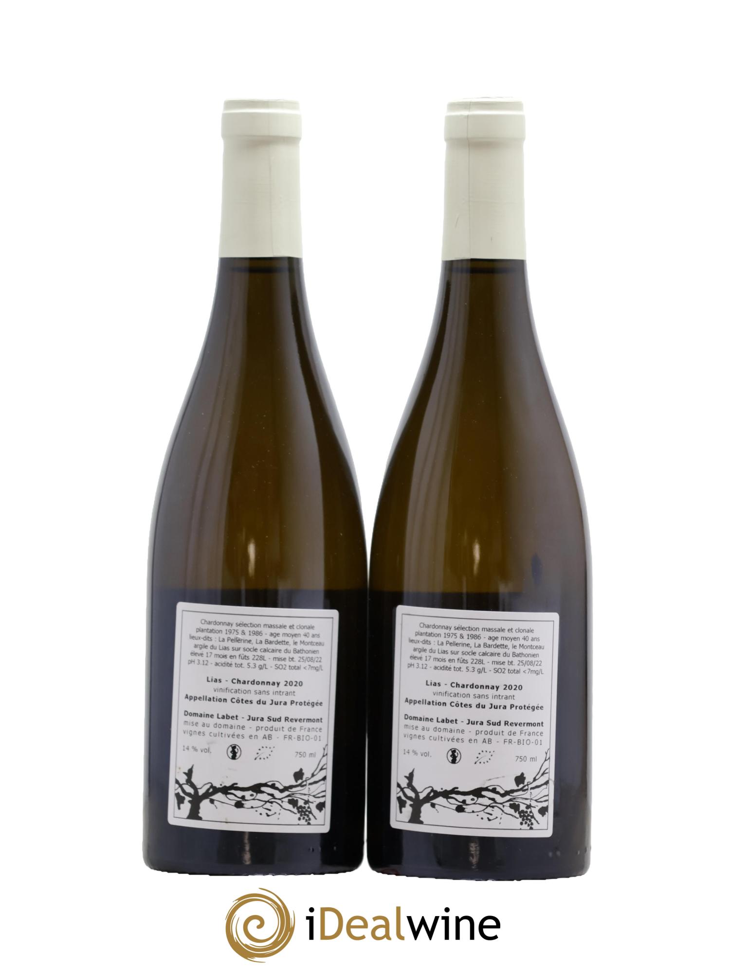 Côtes du Jura Chardonnay Lias Romain - Julien - Charline Labet 2020 - Lot de 2 bouteilles - 1