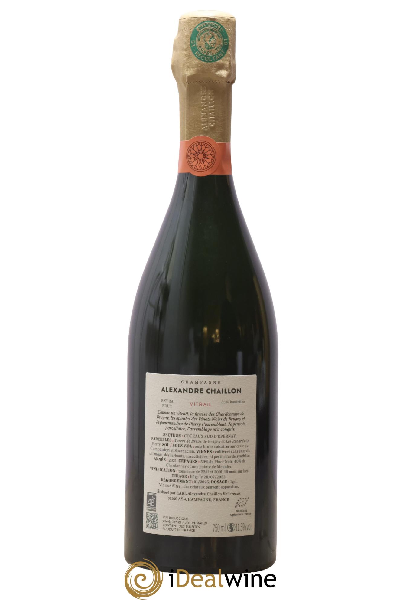 Extra Brut Vitrail Alexandre Chaillon - Lotto di 1 bottiglia - 1