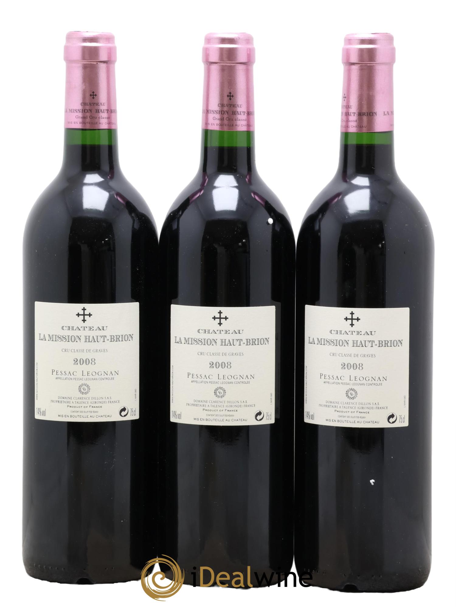 Château la Mission Haut-Brion Cru Classé de Graves 2008 - Lot of 3 bottles - 1