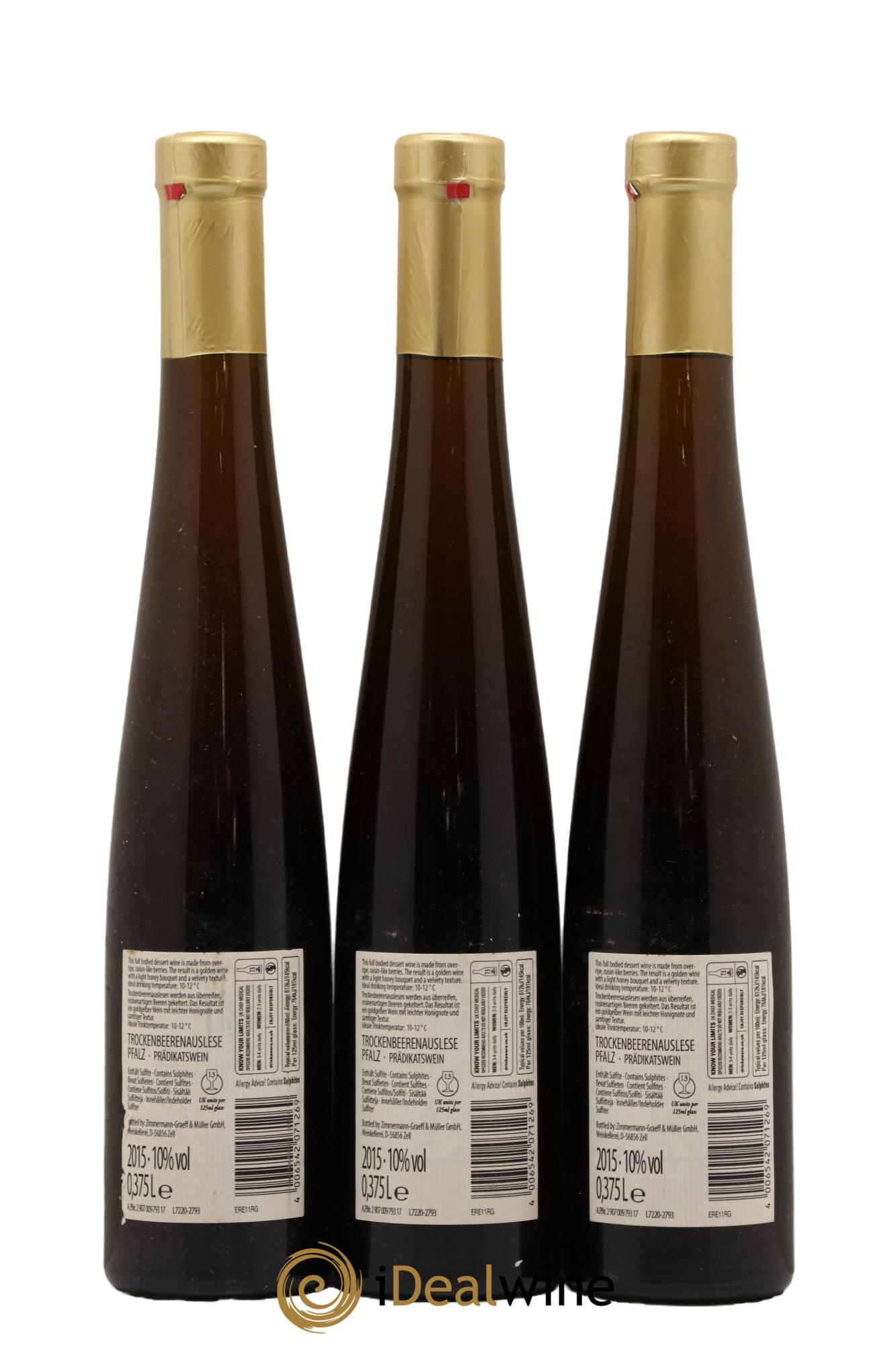 Allemagne Pfalz Trockenbeerenauslese Roman Graeff 2015 - Posten von 3 Demi-Flaschen - 1