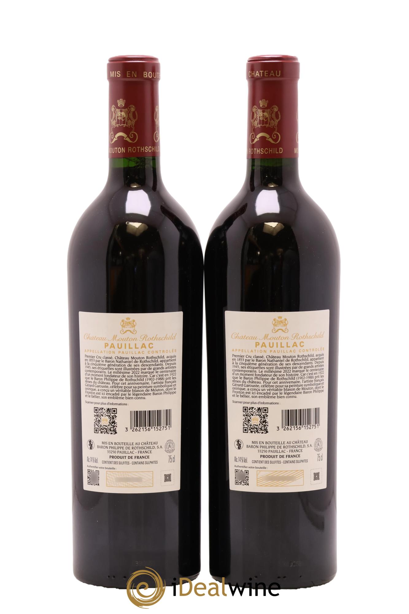 Château Mouton Rothschild 1er Grand Cru Classé 2022 - Lot de 2 bouteilles - 1