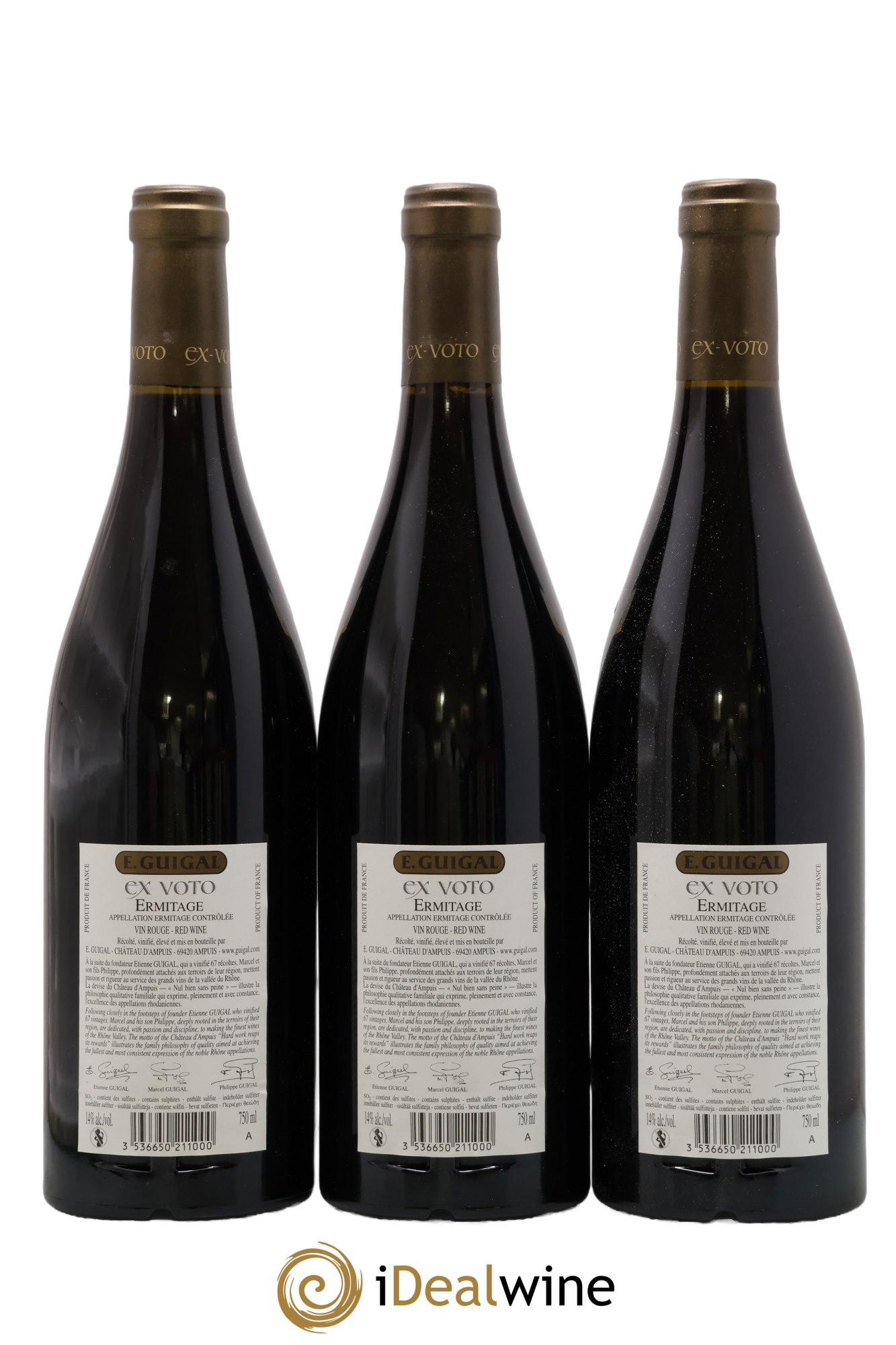 Ermitage Ex Voto Guigal 2012 - Lot de 3 bouteilles - 1