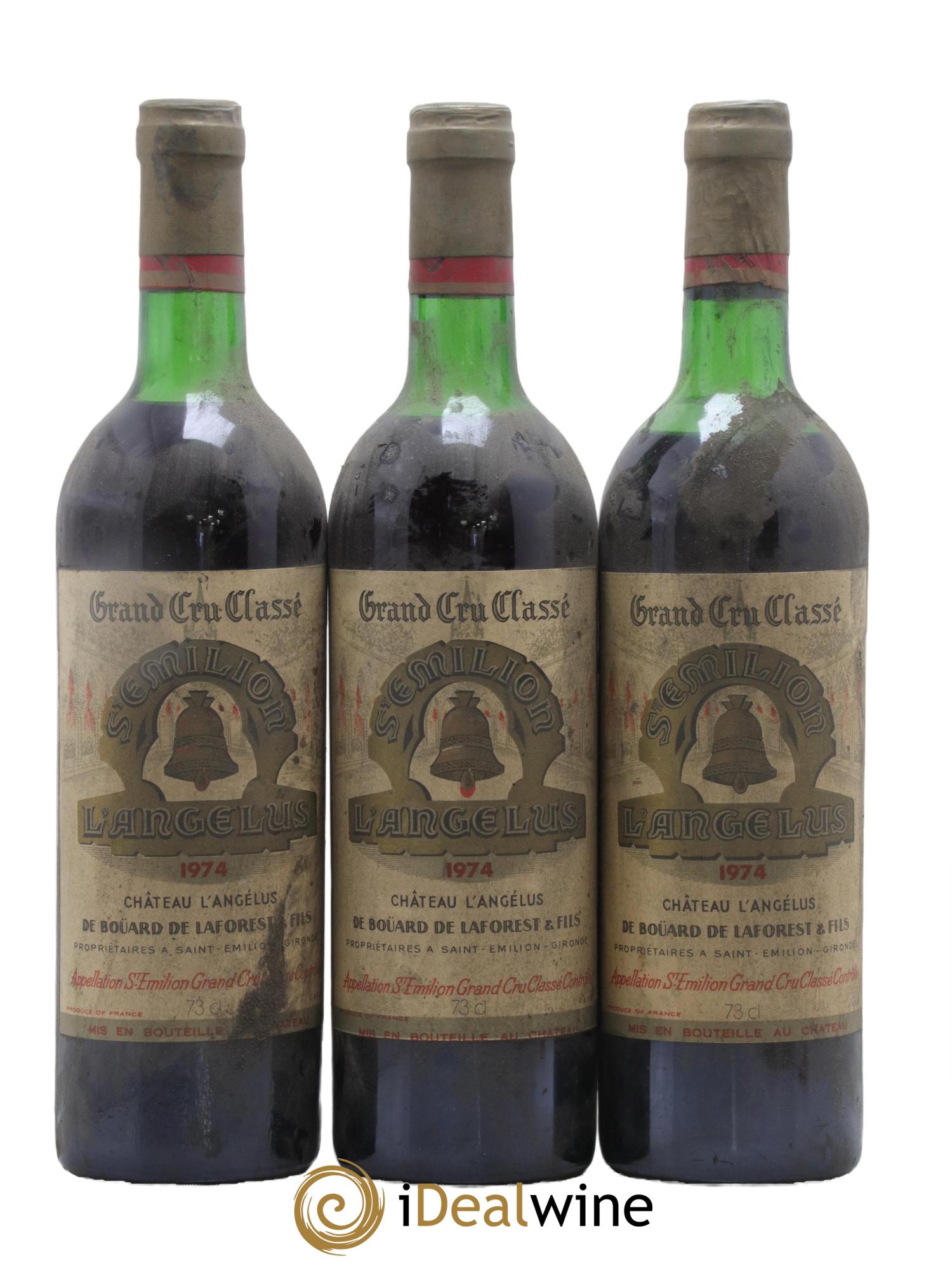 Château Angélus 1er Grand Cru Classé A 1974 - Lot of 3 bottles - 0