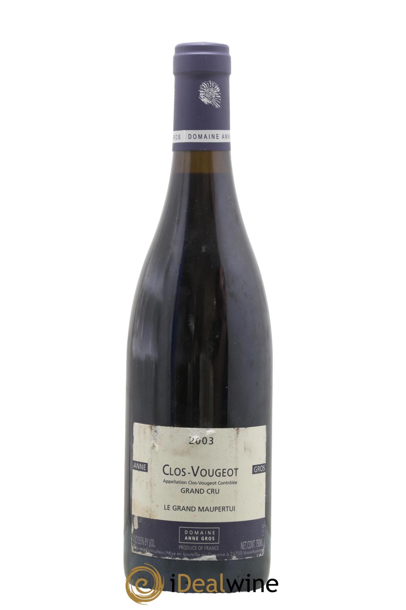 Clos de Vougeot Grand Cru Le Grand Maupertui Anne Gros 2003 - Lotto di 1 bottiglia - 0
