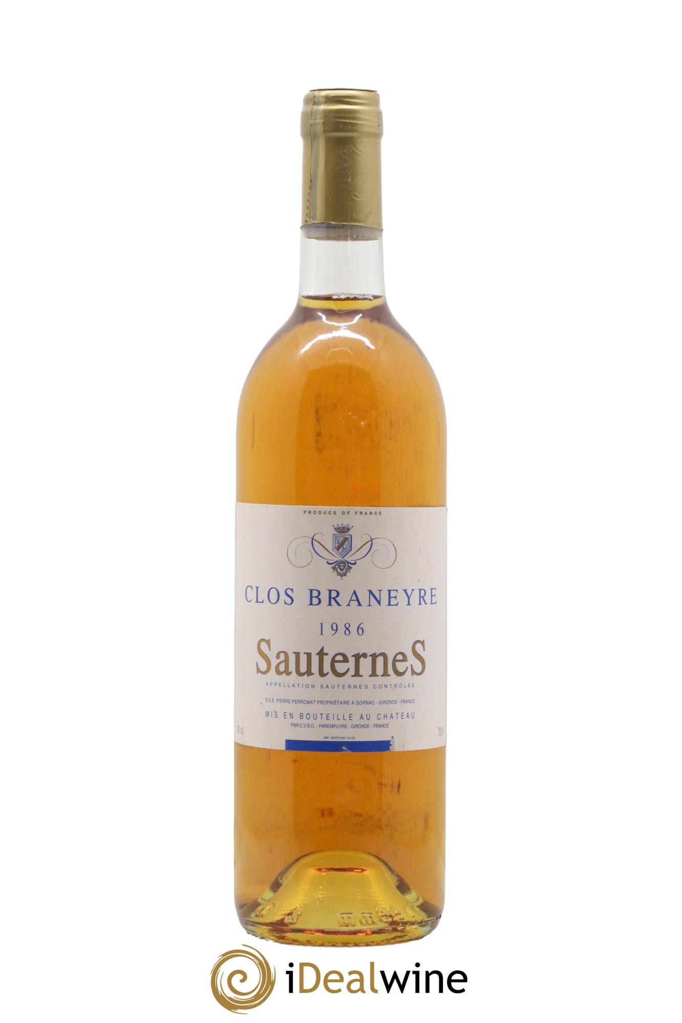 Sauternes Clos Braneyre 1986 - Lotto di 1 bottiglia - 0