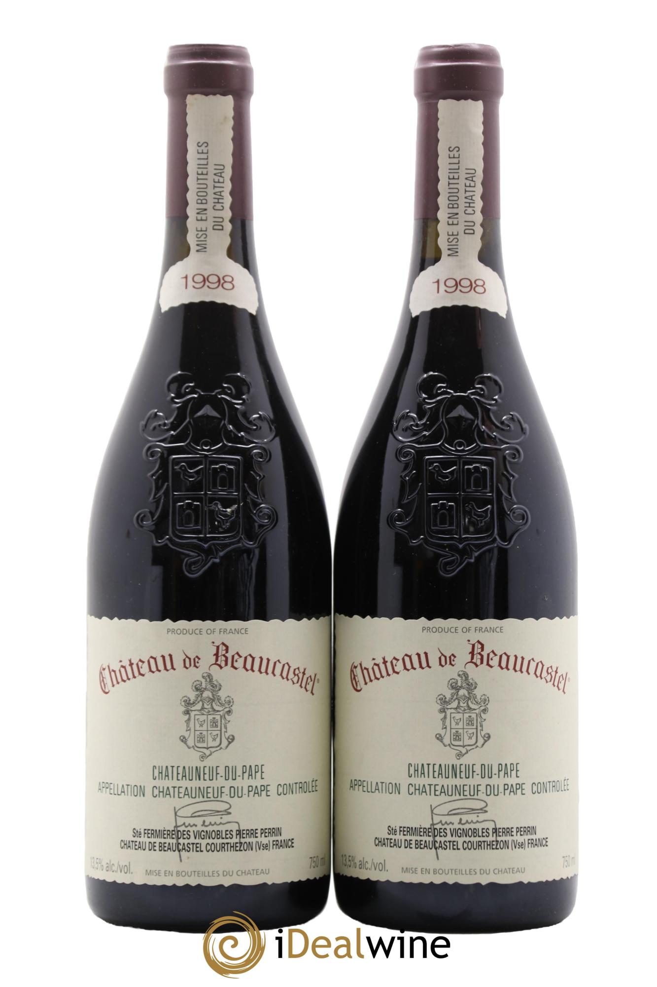 Châteauneuf-du-Pape Château de Beaucastel Famille Perrin 1998 - Lot de 2 bouteilles - 0