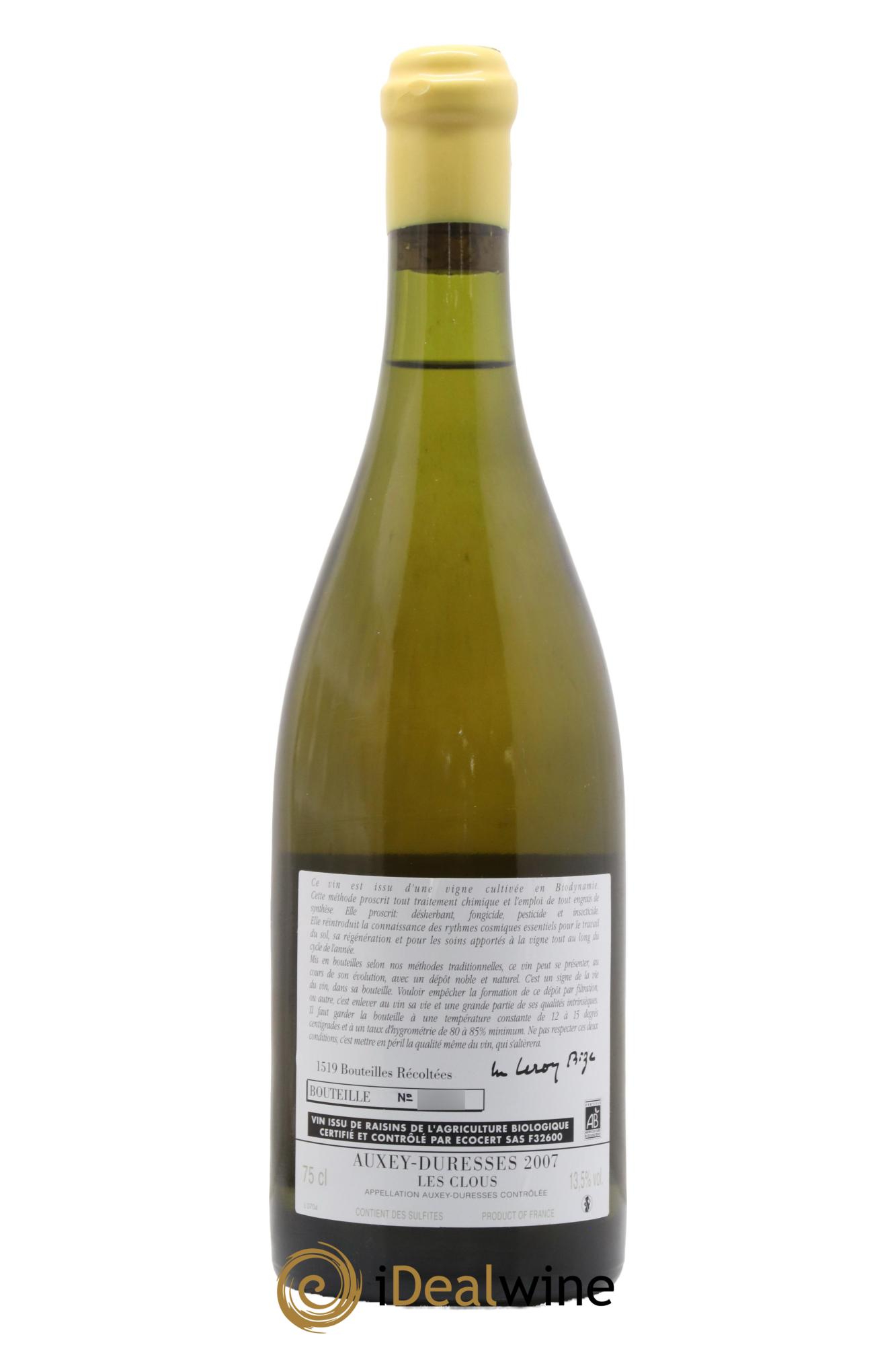 Auxey-Duresses Les Clous d'Auvenay (Domaine) 2007 - Lot de 1 bouteille - 1