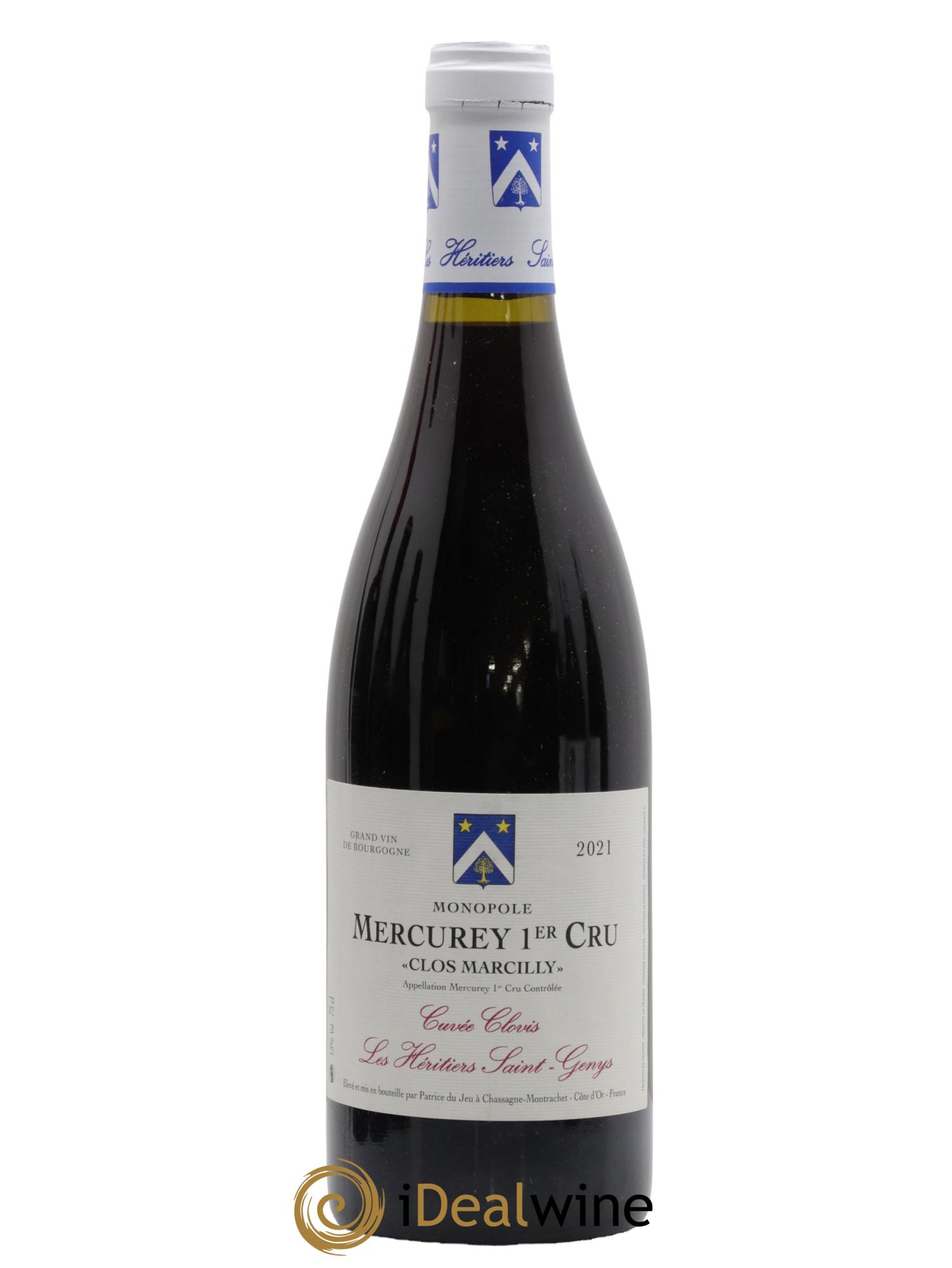 Mercurey 1er Cru Clos Marcilly Cuvée Clovis Les Héritiers Saint-Genys 2021 - Posten von 1 Flasche - 0