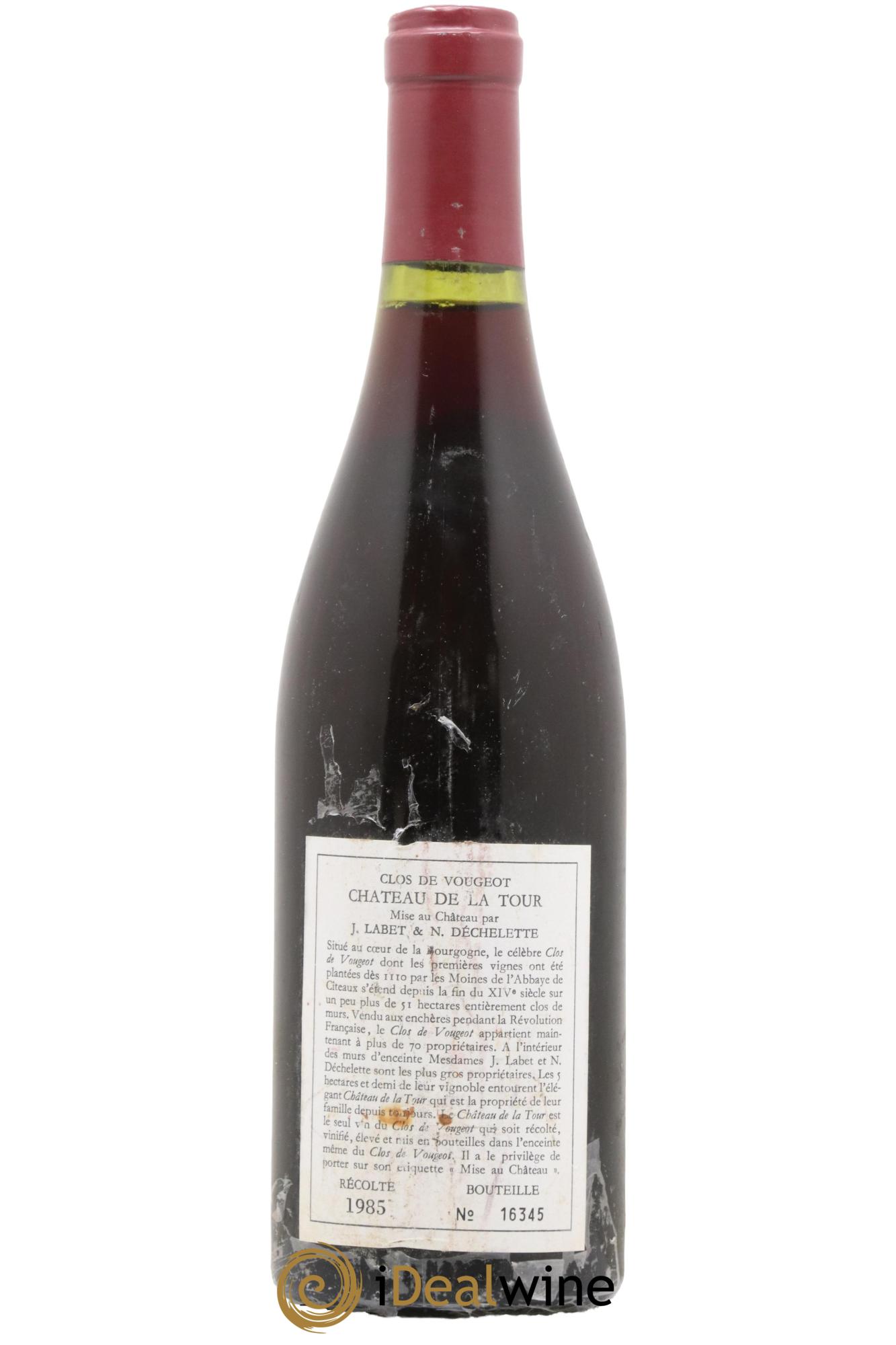 Clos de Vougeot Grand Cru Château de La Tour 1985 - Lot de 1 bouteille - 1