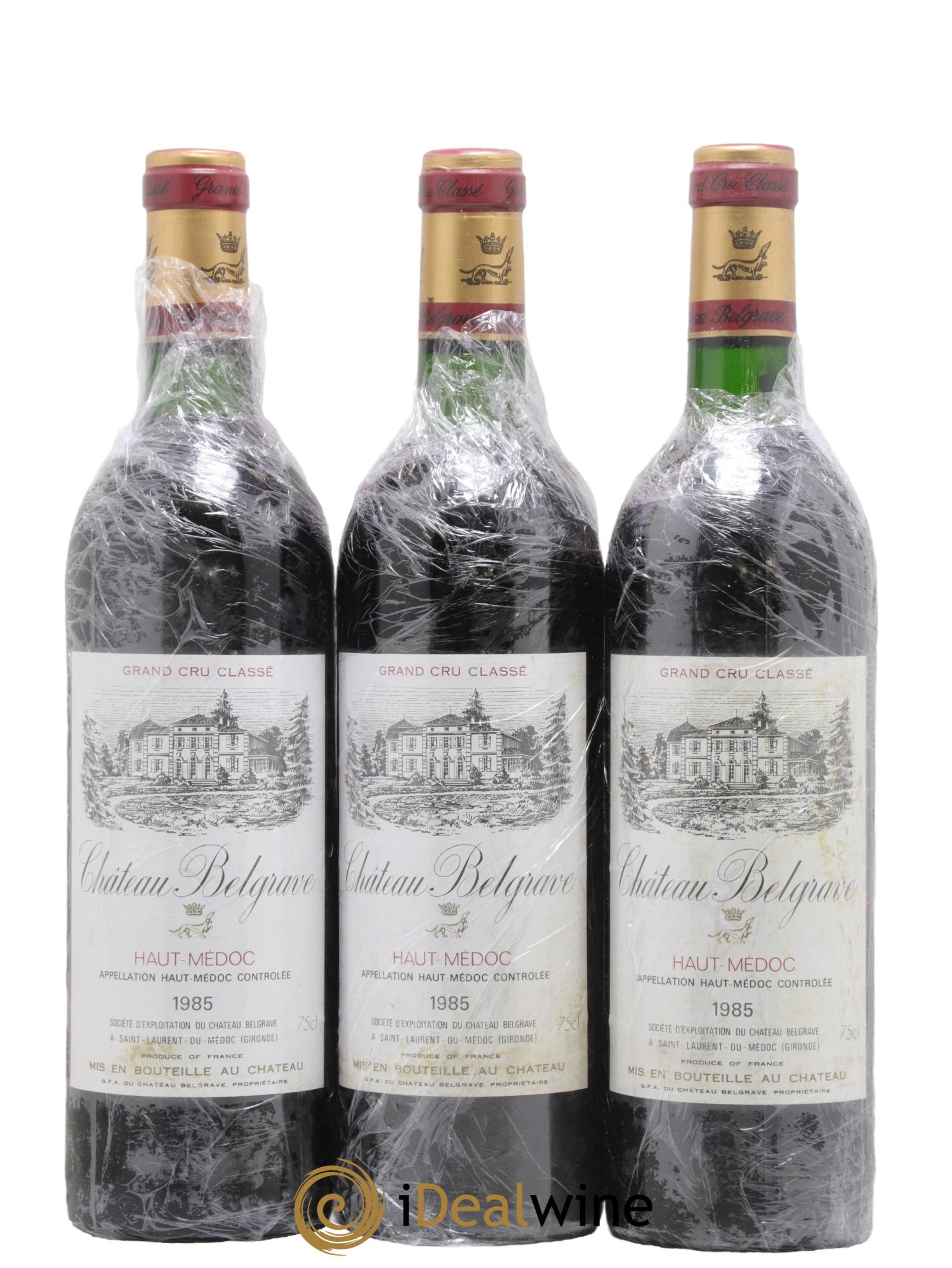 Château Belgrave 5ème Grand Cru Classé 1985 - Lot de 3 bouteilles - 0