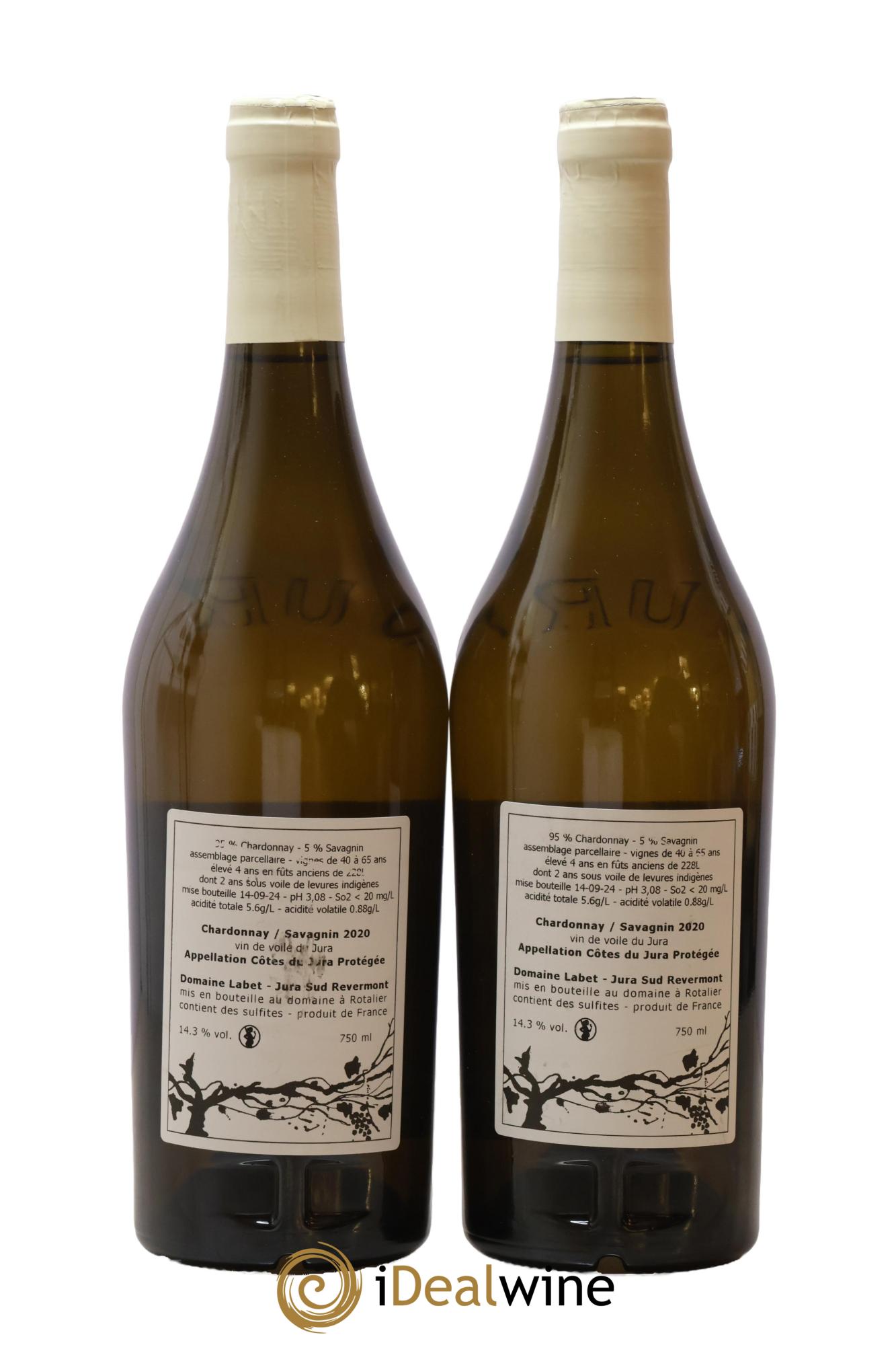 Côtes du Jura Vin de Voile Chardonnay-Savagnin cuvée de garde Romain - Julien  - Charline Labet 2020 - Lot of 2 bottles - 1
