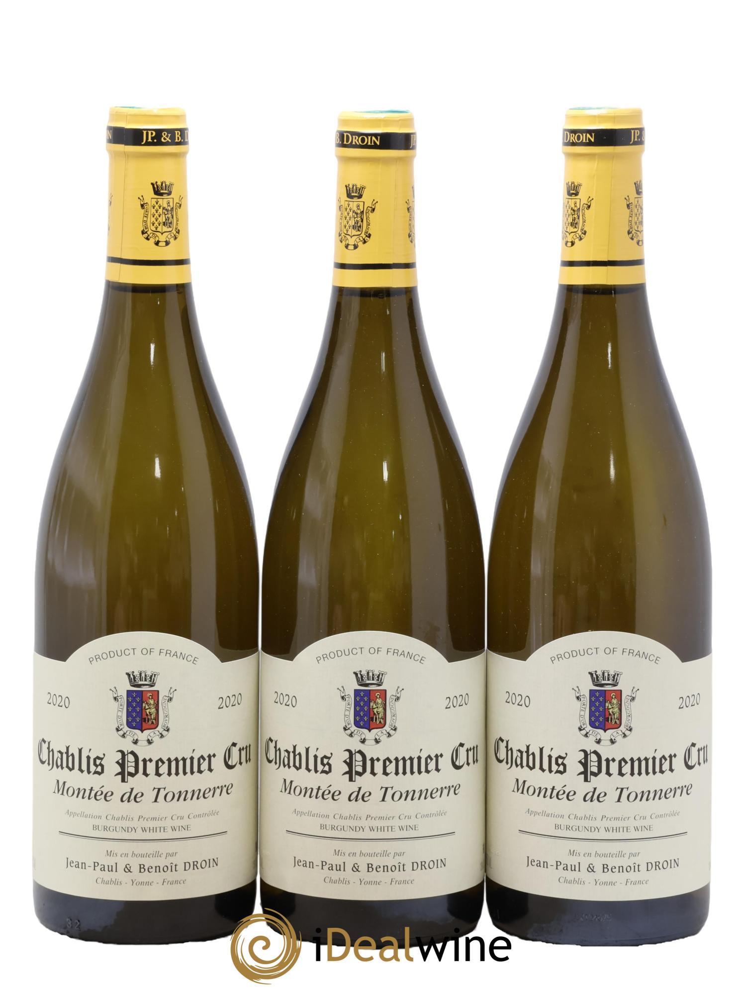 Chablis 1er Cru Montée de Tonnerre Jean-Paul & Benoît Droin (Domaine) 2020 - Lot de 3 bouteilles - 0