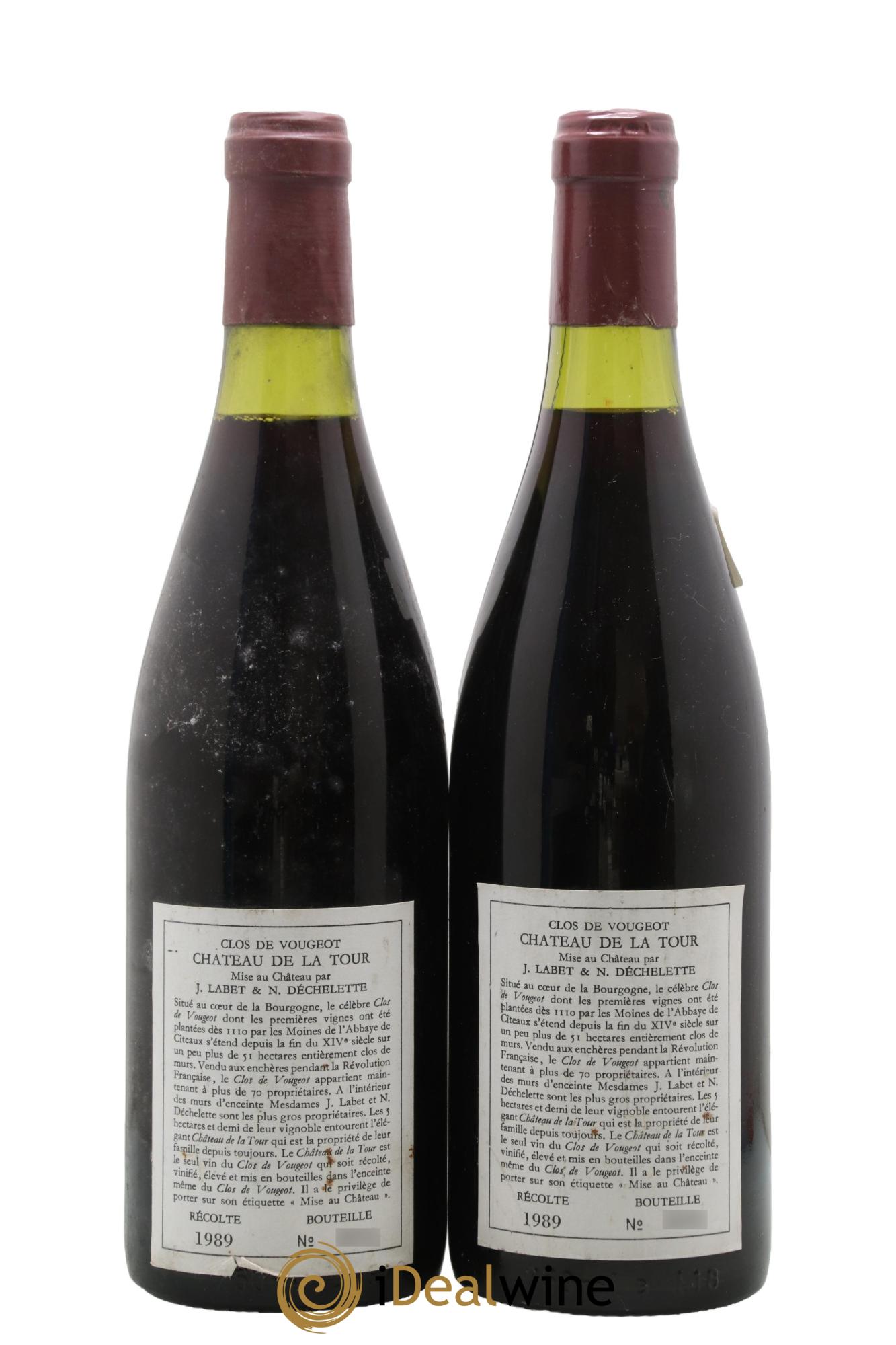Clos de Vougeot Grand Cru Château de La Tour 1989 - Lot de 2 bouteilles - 1