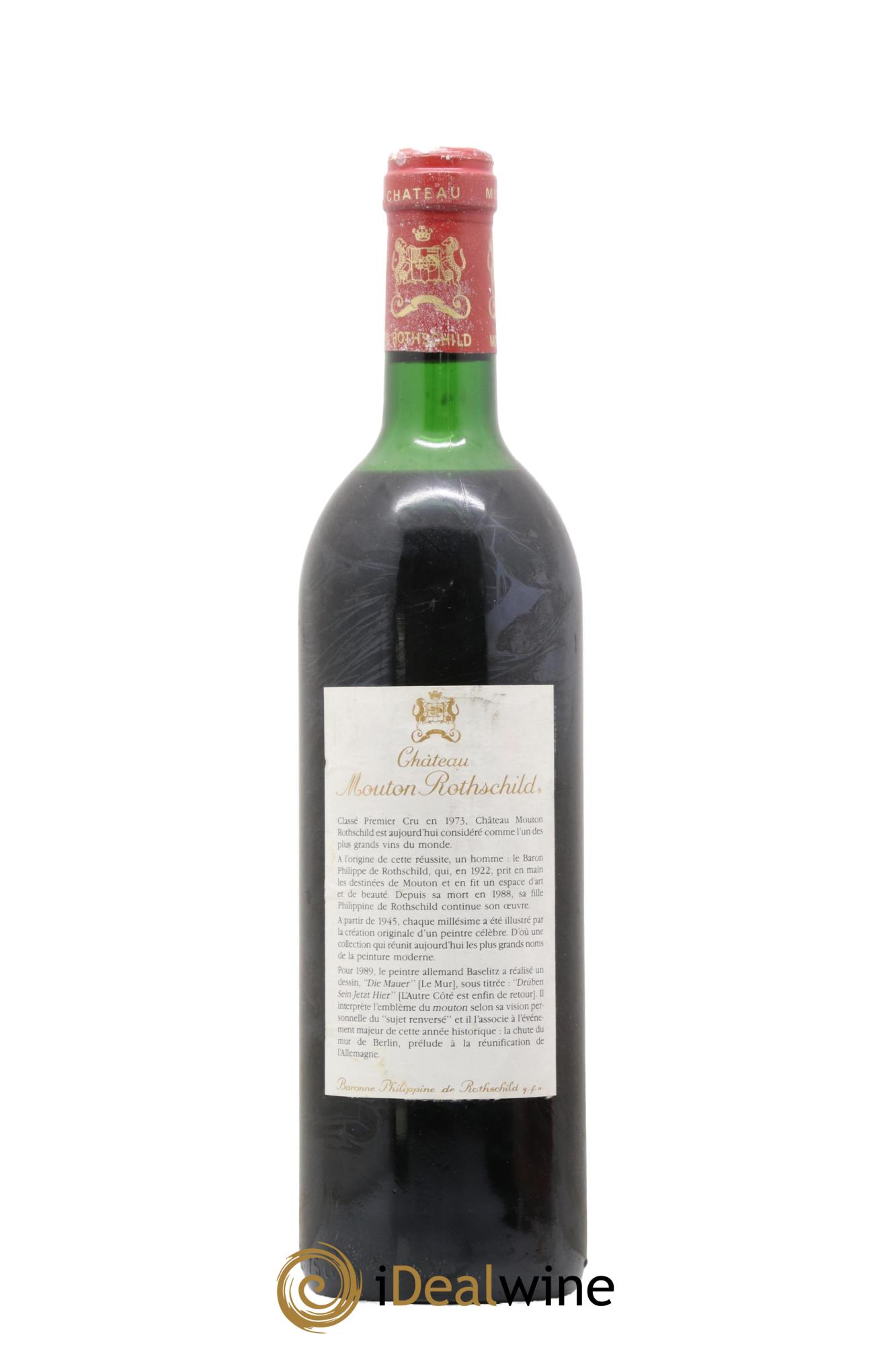 Château Mouton Rothschild 1er Grand Cru Classé 1989 - Lot de 1 bouteille - 1