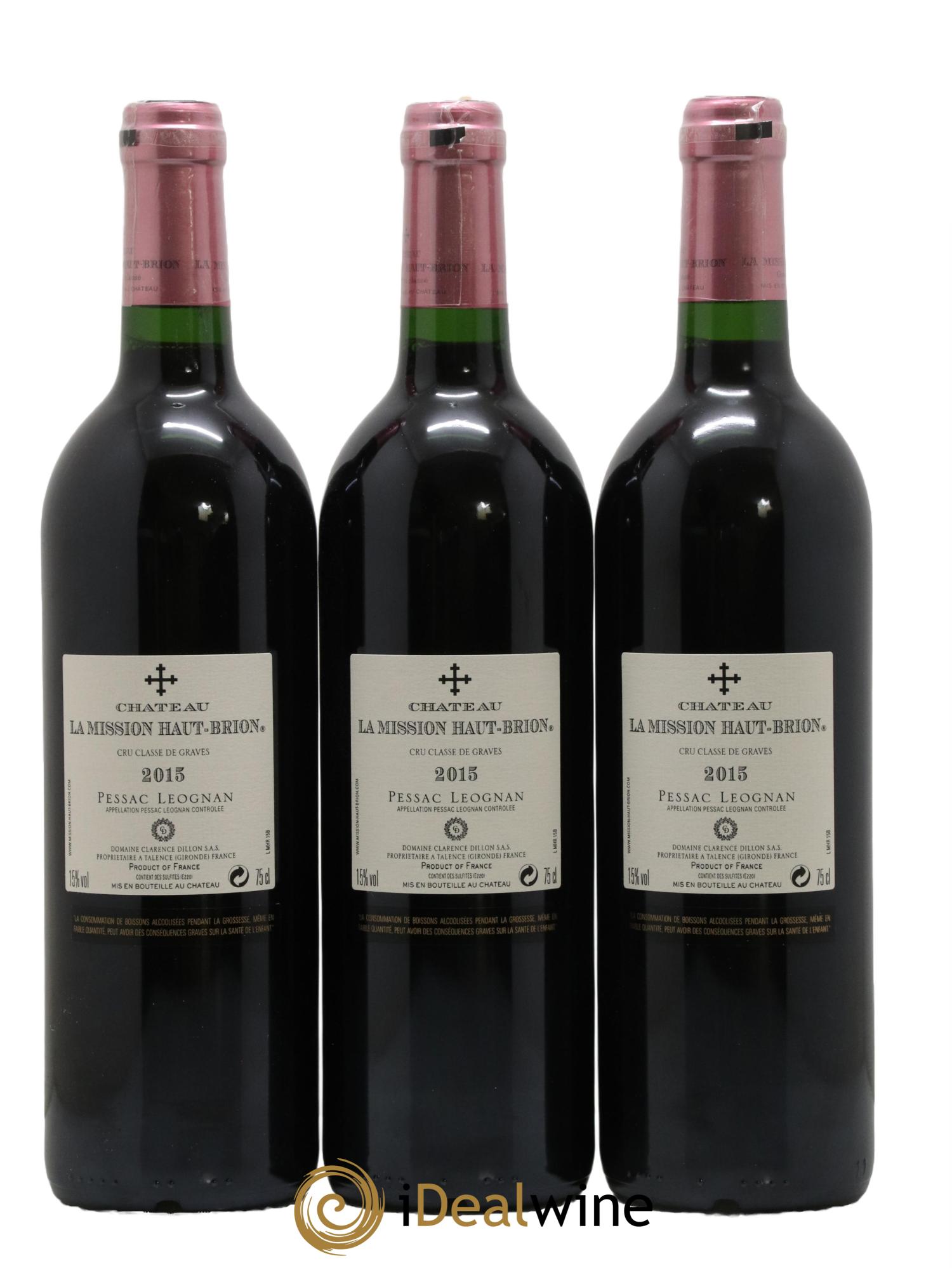 Château la Mission Haut-Brion Cru Classé de Graves 2015 - Lot of 3 bottles - 1