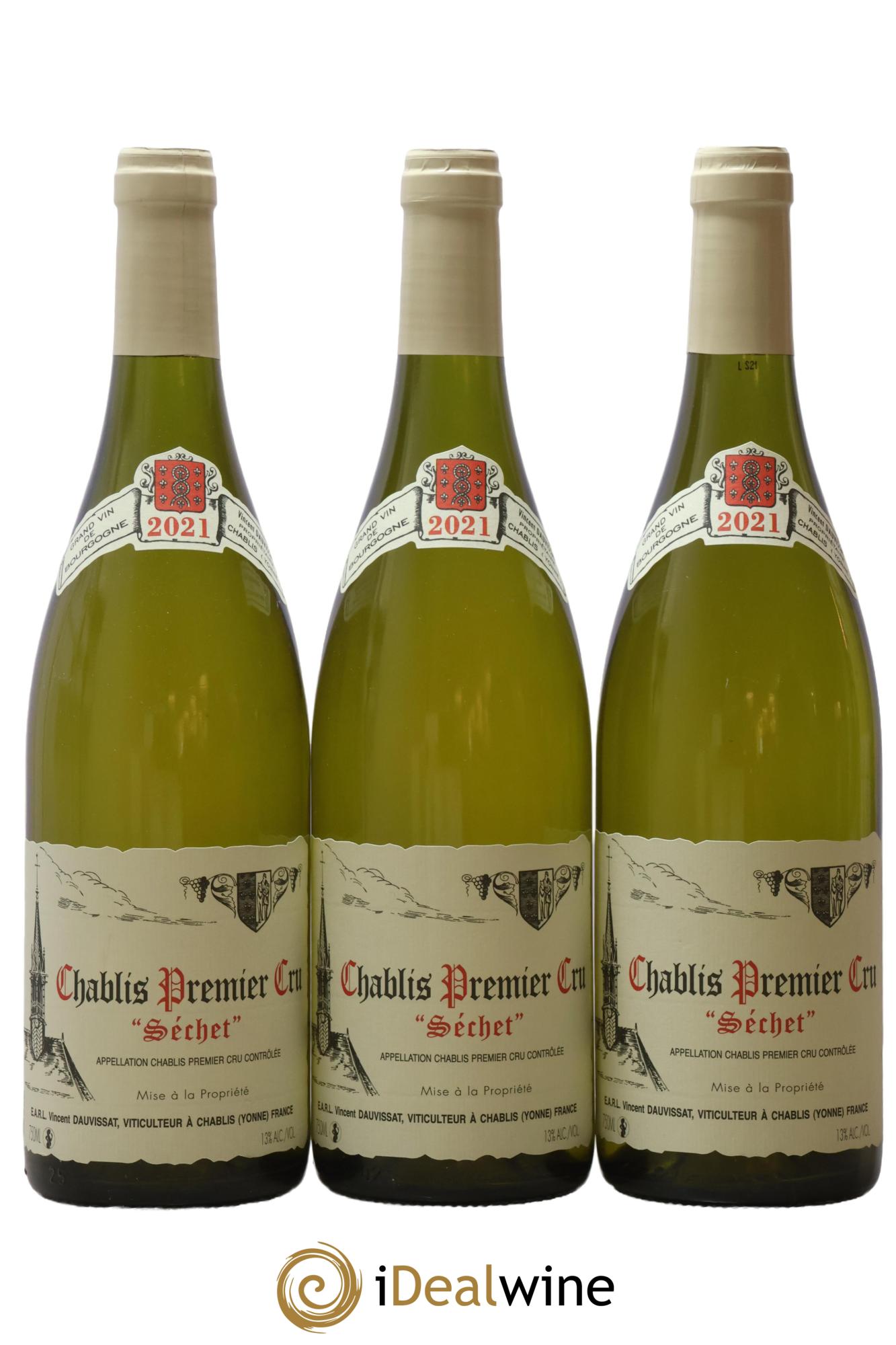 Chablis 1er Cru Séchet Vincent Dauvissat (Domaine) 2021 - Lotto di 3 bottiglie - 0