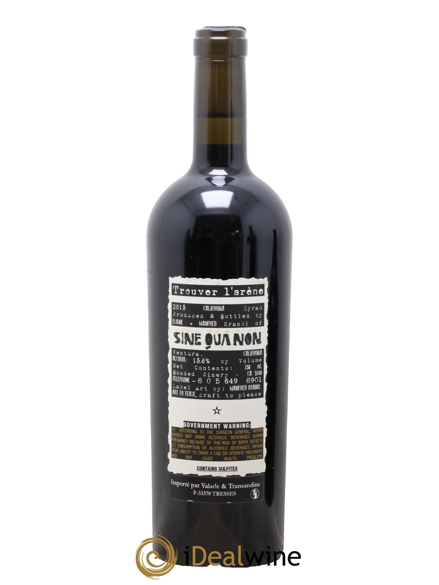 Santa Barbara Sine Qua Non Trouver l'Arêne Manfred Krankl 2015 - Lot of 1 bottle - 1
