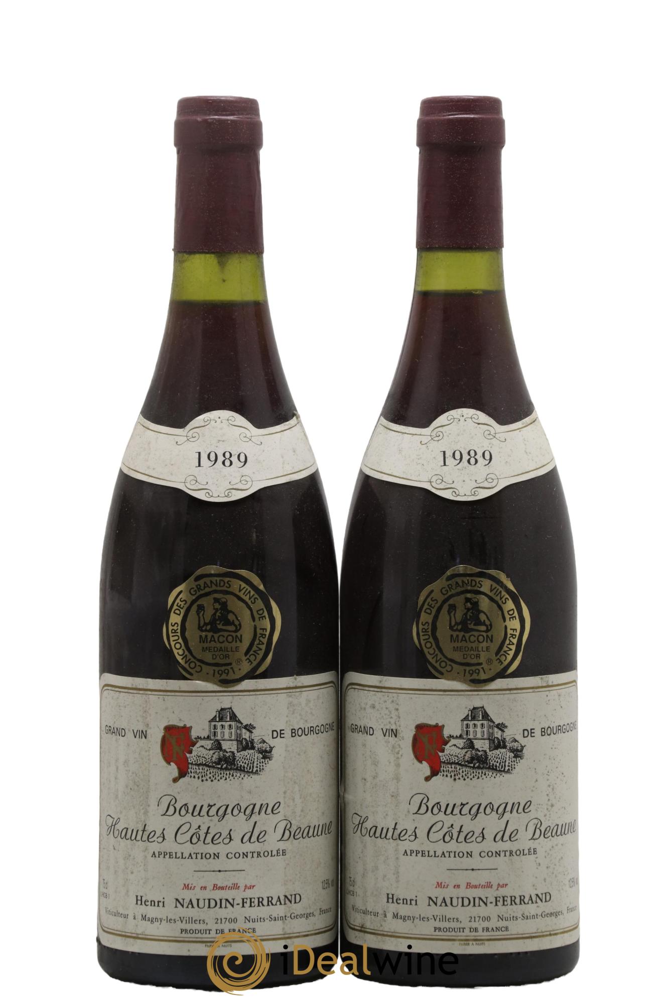 Hautes-Côtes de Beaune Naudin-Ferrand (Domaine) 1989 - Lot de 2 bouteilles - 0