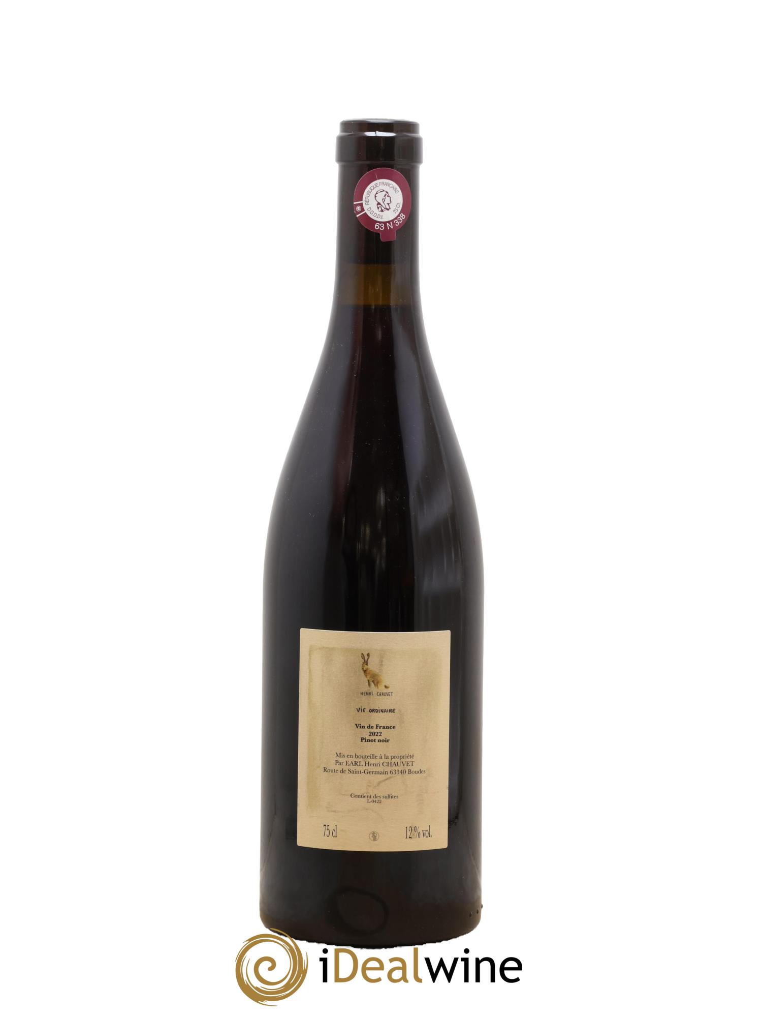 Vin de France Vie ordinaire Henri Chauvet 2022 - Lot de 1 bouteille - 1