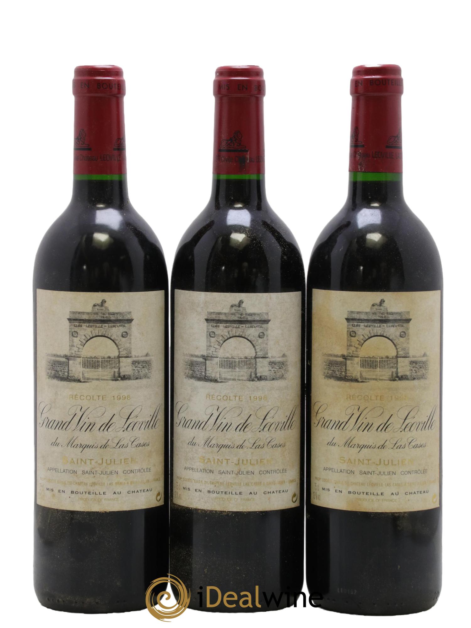 Château Léoville Las Cases 2ème Grand Cru Classé 1998 - Lotto di 3 bottiglie - 0