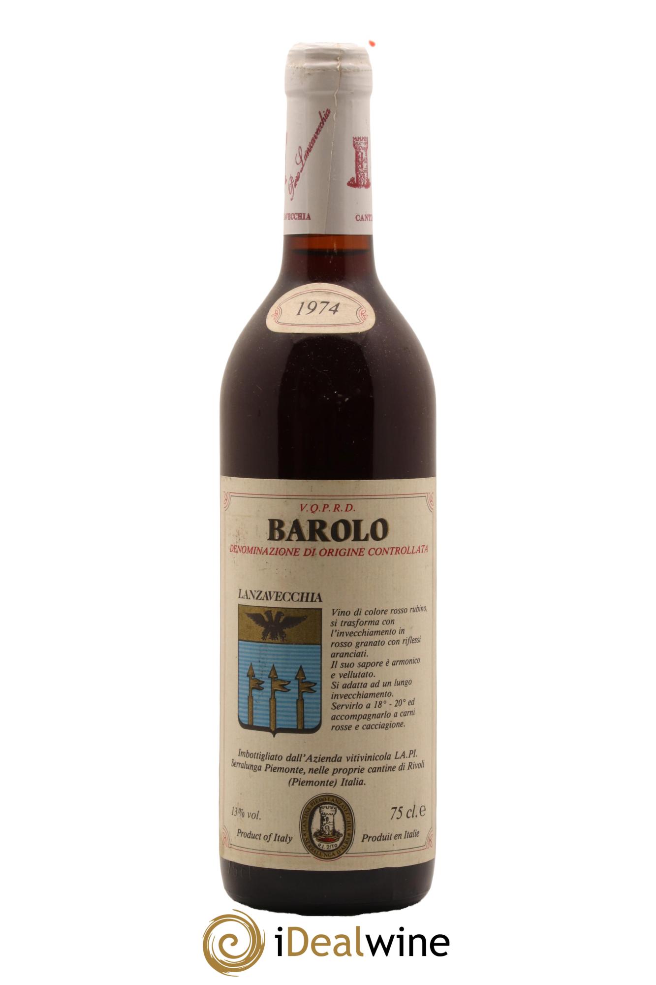 Barolo Lanzavecchia 1974 - Lot de 1 bouteille - 0