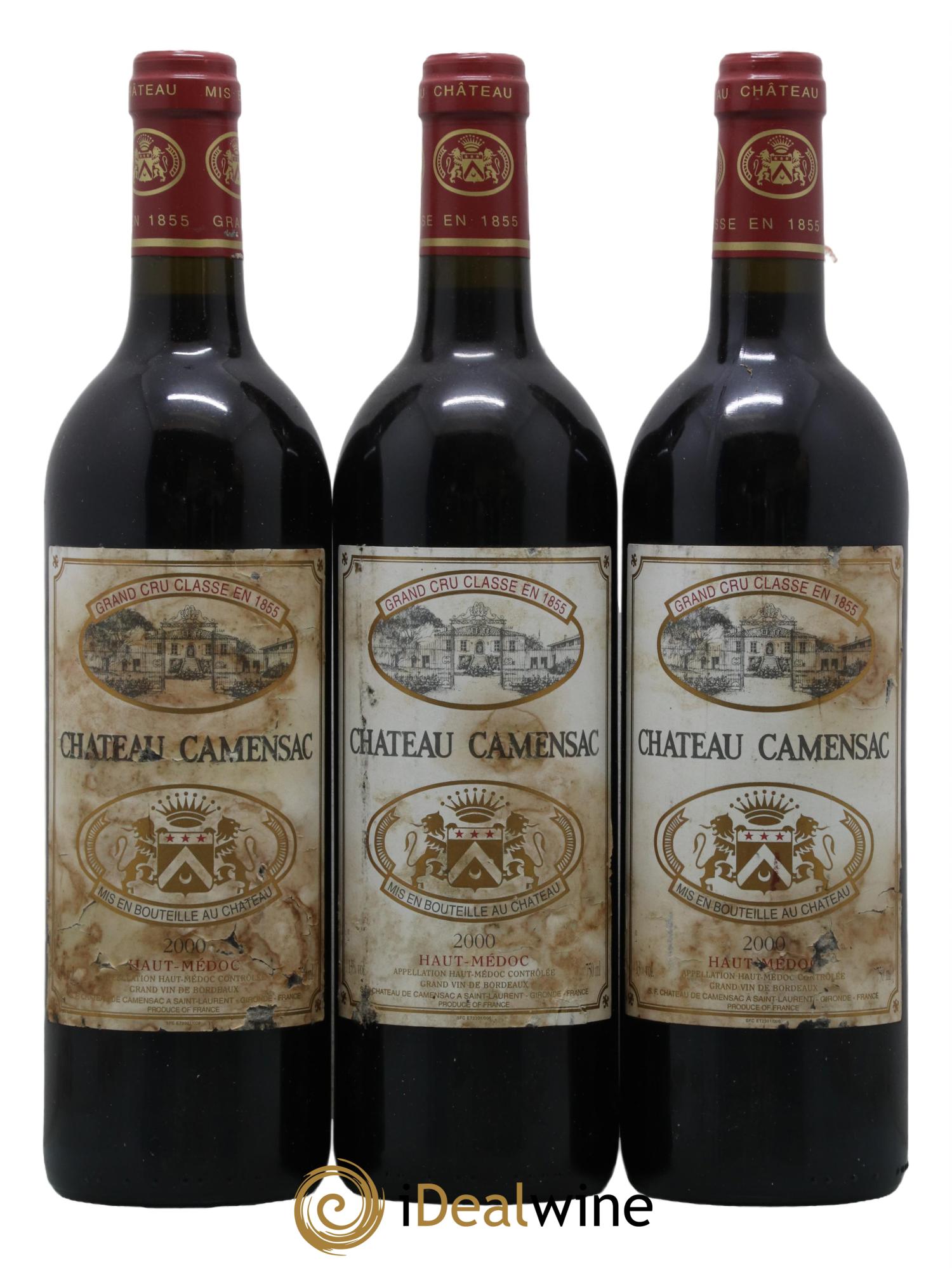 Château Camensac 5ème Grand Cru Classé 2000 - Lot de 3 bouteilles - 0