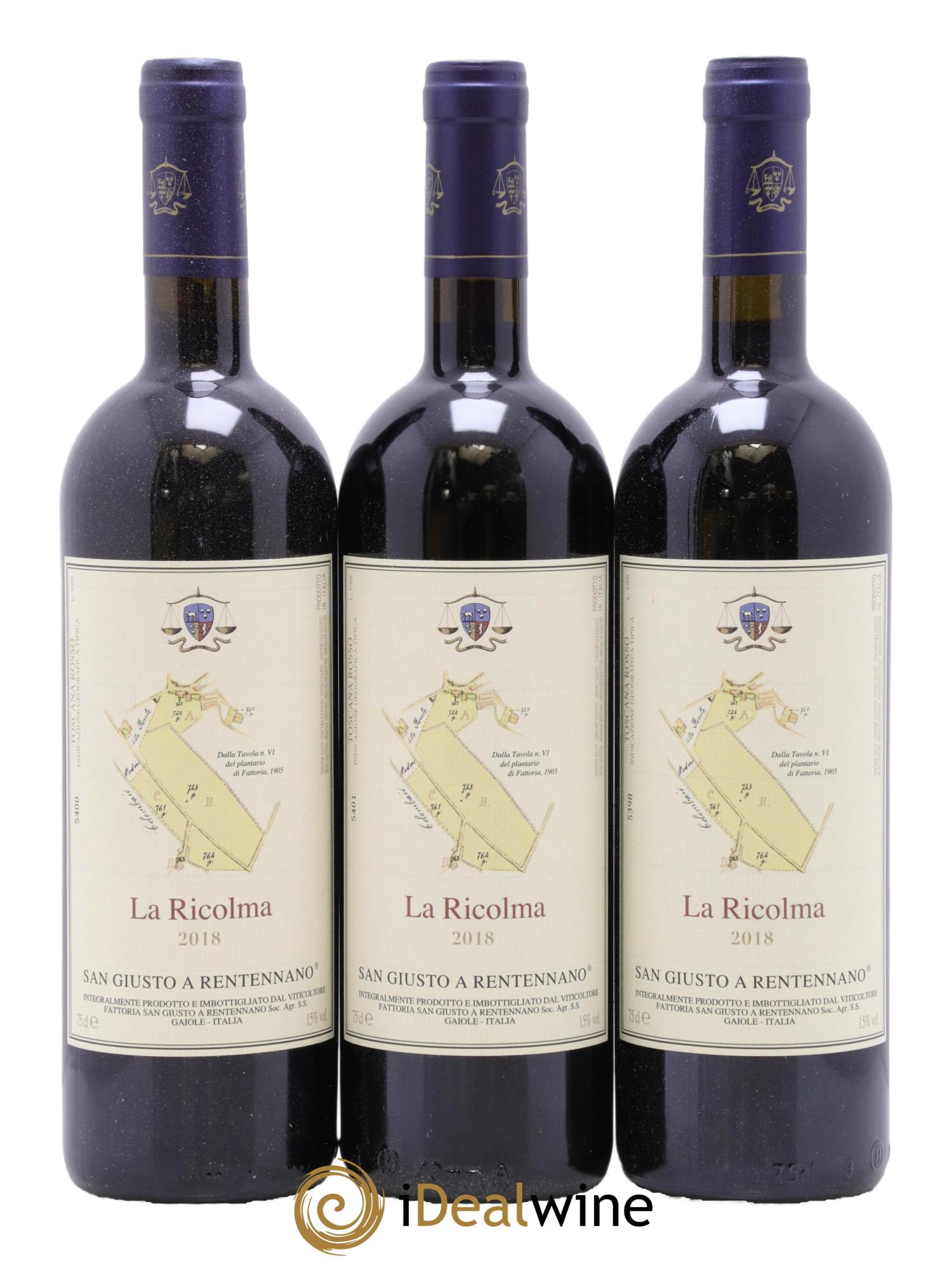 Merlot di Toscana IGT San Giusto A Rentennano La Ricolma Famille Martini di Cigala 2018 - Lot de 6 bouteilles - 1