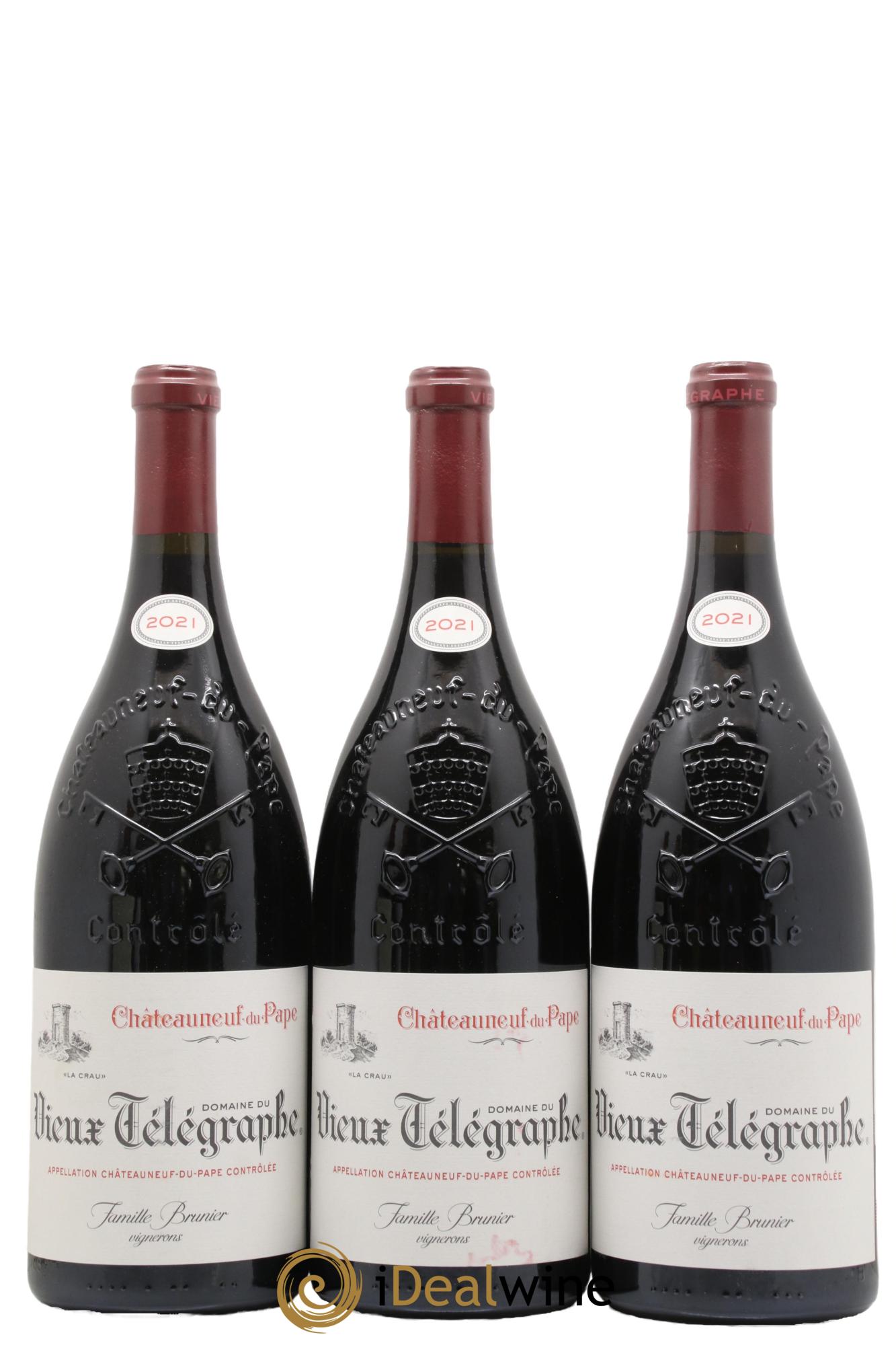 Châteauneuf-du-Pape Vieux Télégraphe (Domaine du) Vignobles Brunier 2021 - Lotto di 3 magnum - 0