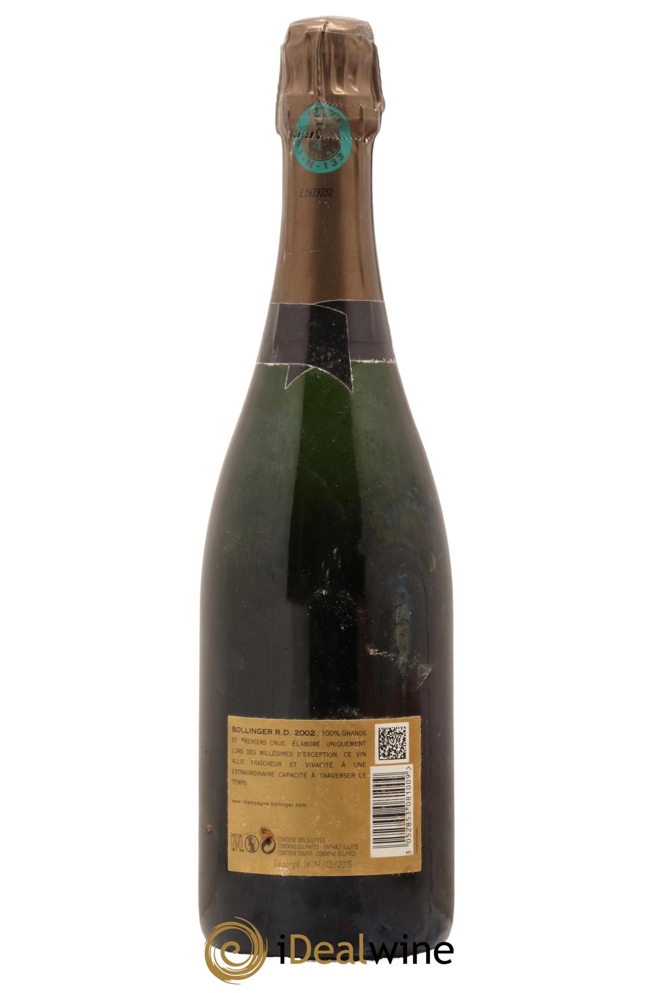 R.D. Extra-Brut Bollinger  2002 - Lot de 1 bouteille - 1