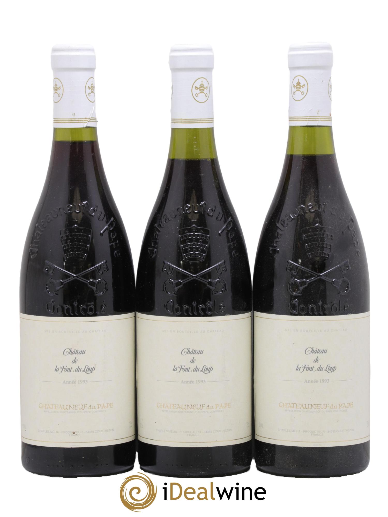 Châteauneuf-du-Pape Château De La Font Loup 1993 - Lotto di 3 bottiglie - 0